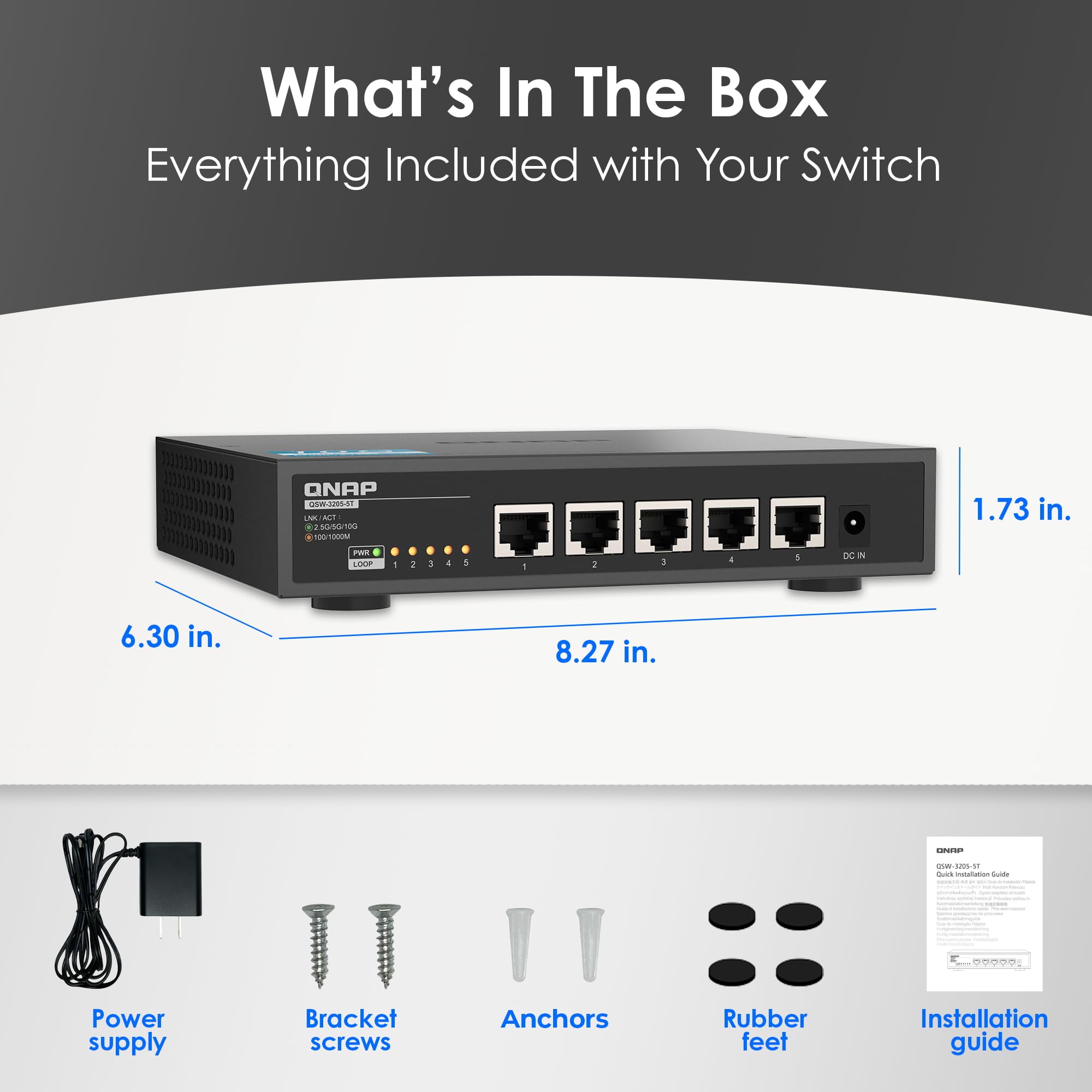 Amazon.com: QNAP QSW-3205-5T-US 5-Port 10GBASE-T Unmanaged Switch