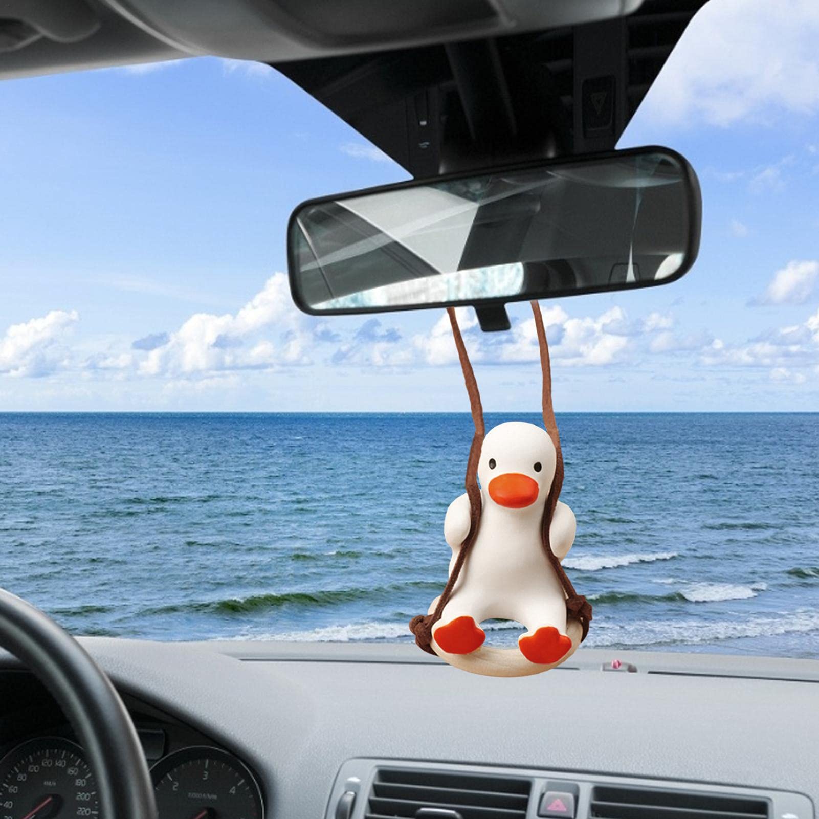 Swing-Duck Ornament - Niedliche Schwingende Ente Mit Gitarre Für Auto Rückspiegel