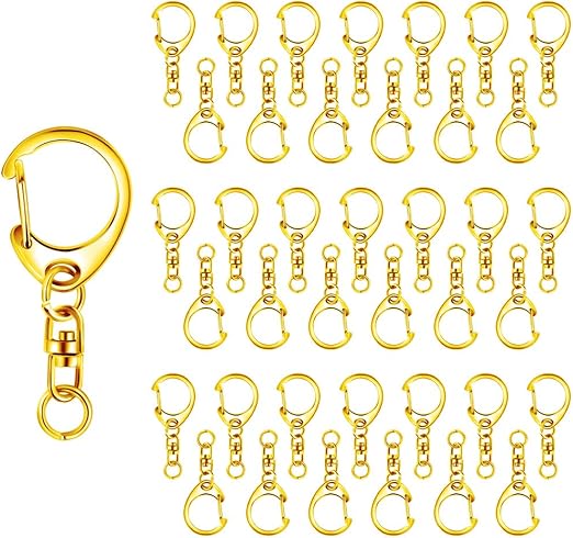 Roctee 50 pcs Lobster Clasp Key, Keychain Clip, Swivel Clasps Lanyard Snap Hook, DIY Crafts Key Chain, Lobster Claw Clasp (Silver)