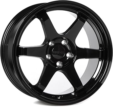 SIX-1 18 Inch TE37 Style Wheels Gloss Black 5x114.3 Bolt Pattern, 18x10, 35mm Offset, 73.1 Bore