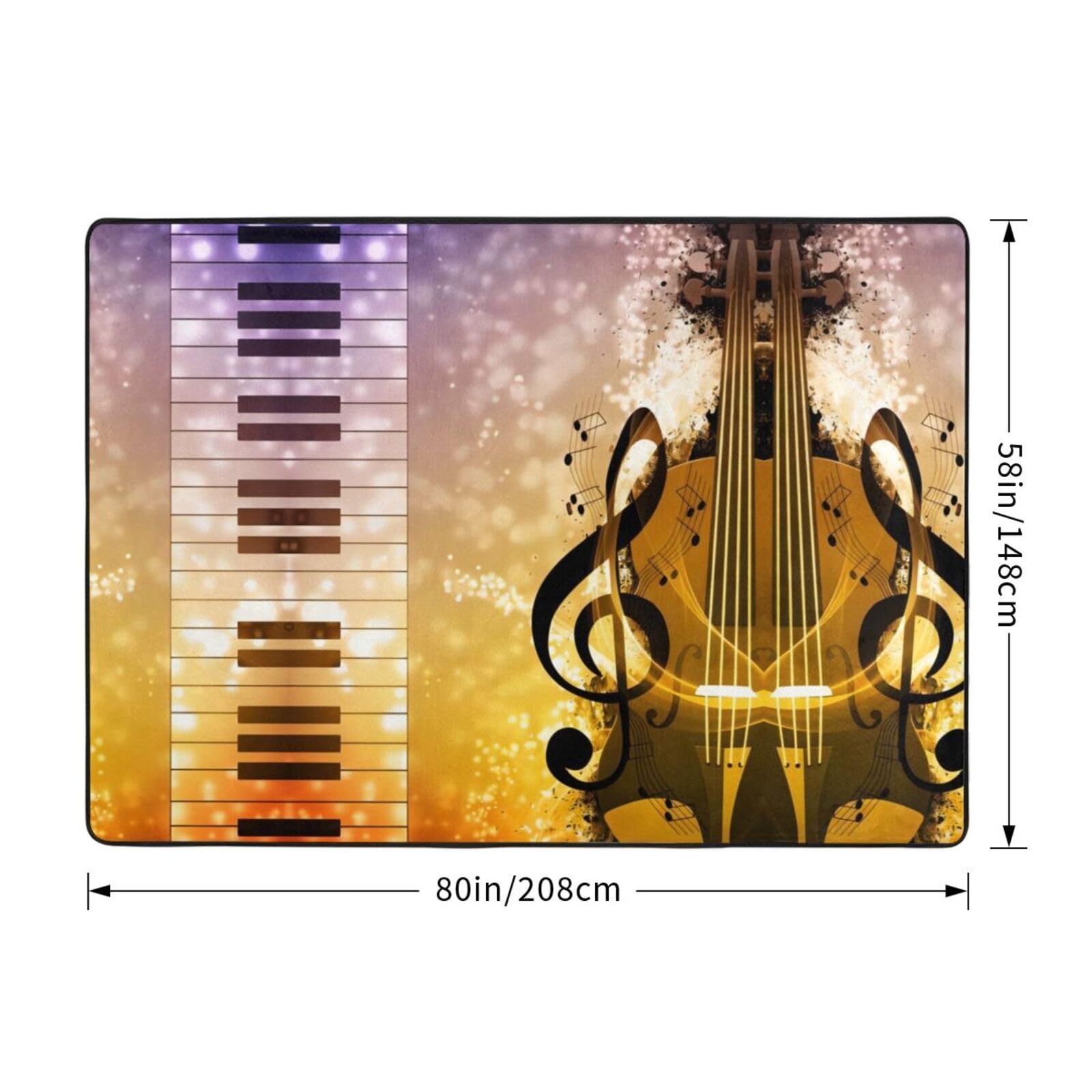 Tapis de sol antidérapant en peluche avec imprimé notes de musique pour piano violon 203,2 x 147,3 cm – Confort bien conçu pour votre oasis domestique