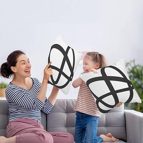 Miniatura 6 de Juego de 2 fundas de almohada cuadradas con cremallera suave, diseño de arte abstracto en blanco y negro, 18 x 18 pulgadas