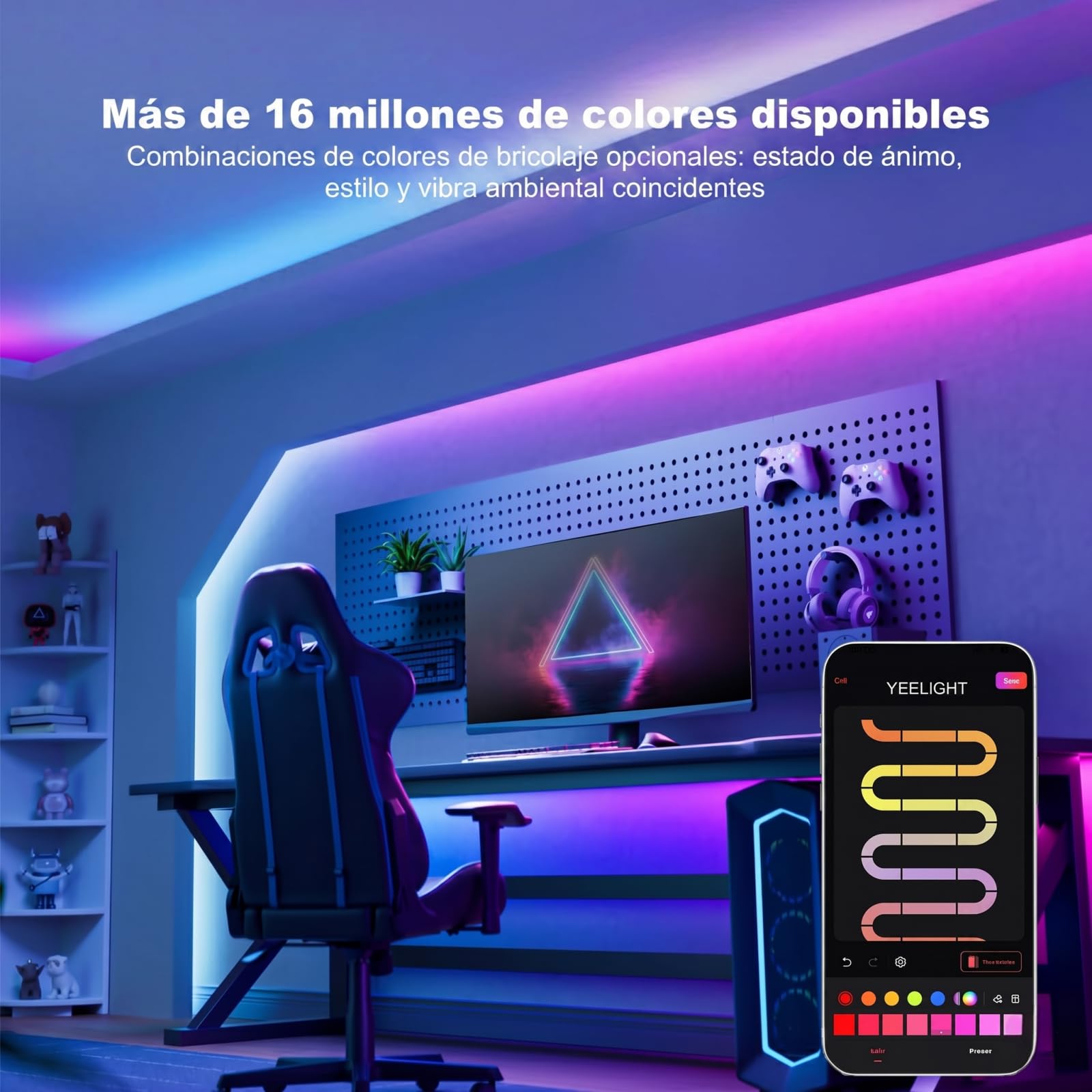 YEELIGHT Tira LED 20M, RGB+IC Smart Compatible con Matter, Alexa, Google Home y Apple HomeKit, Tira de Luces con Control por App(Hub E1 Requerido), Segmentos DIY y Sincronización Musical,10 m*2 rollos
