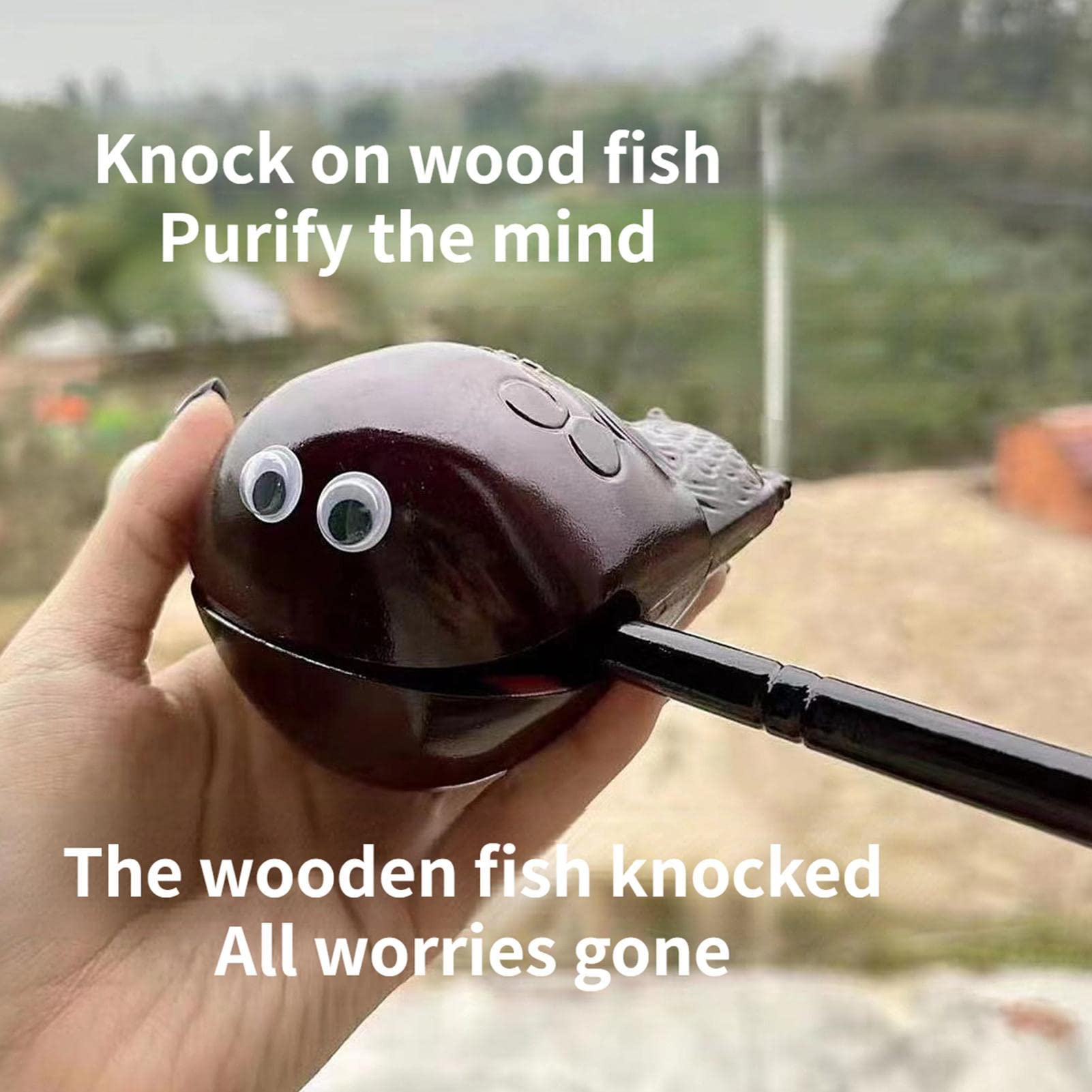 Amazon.co.jp: 寺院の木の魚 - 仏具 木目小魚太鼓 - 仏教禅ブロック