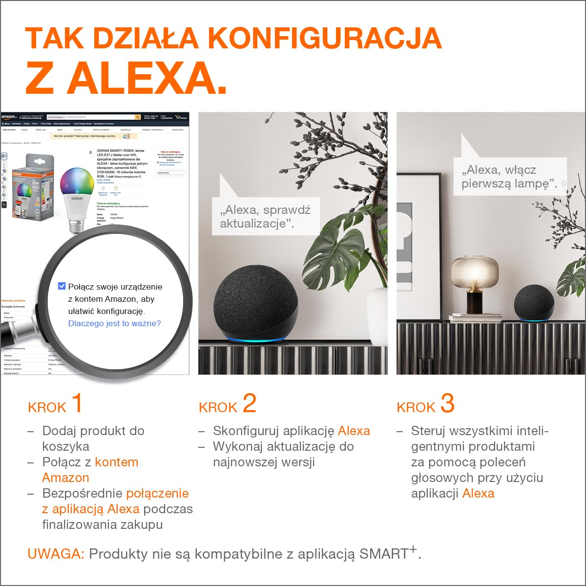 OSRAM SMART+ Inteligentne gniazdko z Matter over WiFi, opracowane dla Alexa - łatwa konfiguracja jednym kliknięciem, integruje konwencjonalne urządzenia do 2.300W w inteligentnym domu, 1-pak