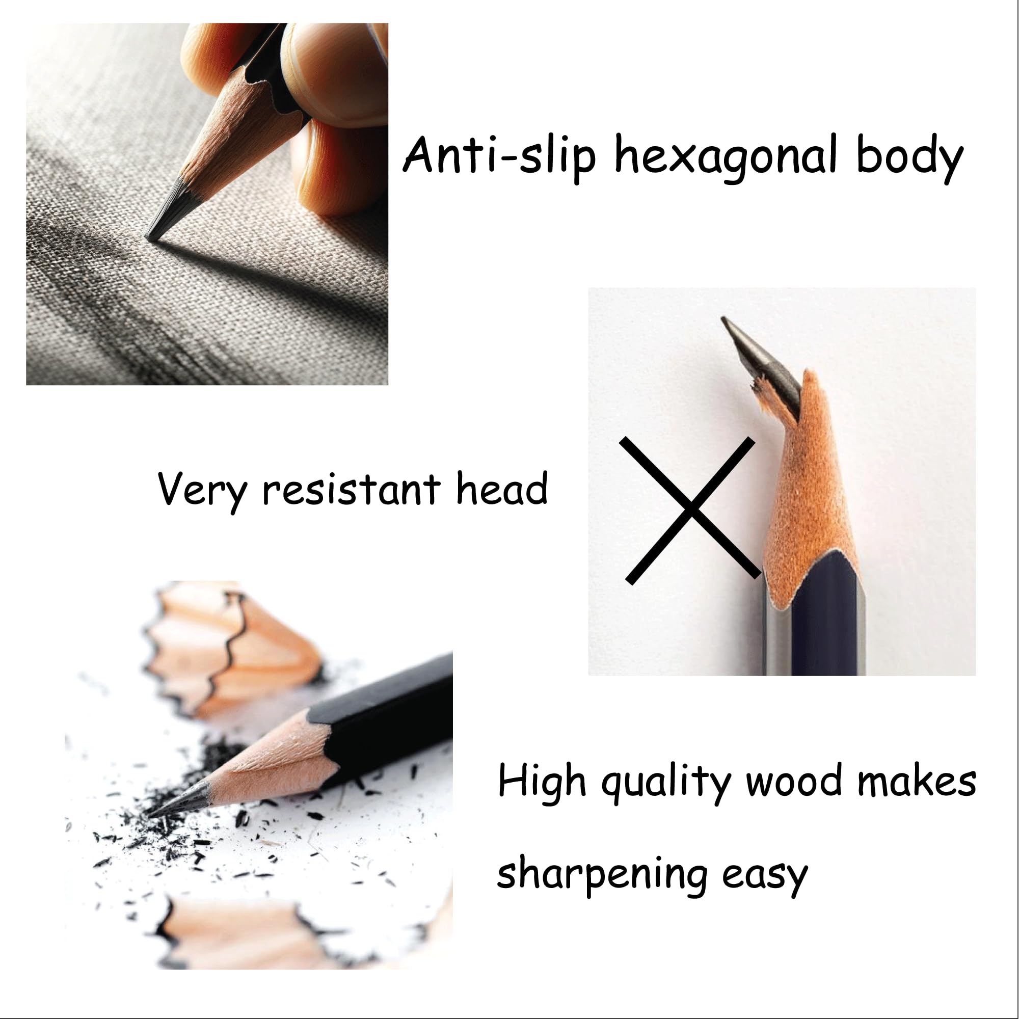 Lápices de dibujo de grafito prémium 2B, 12 unidades