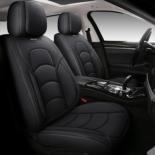 NS YOLO Fundas de asiento de automóvil de cobertura completa ajuste universal para autos SUV camionetas con cuero sintético impermeable en