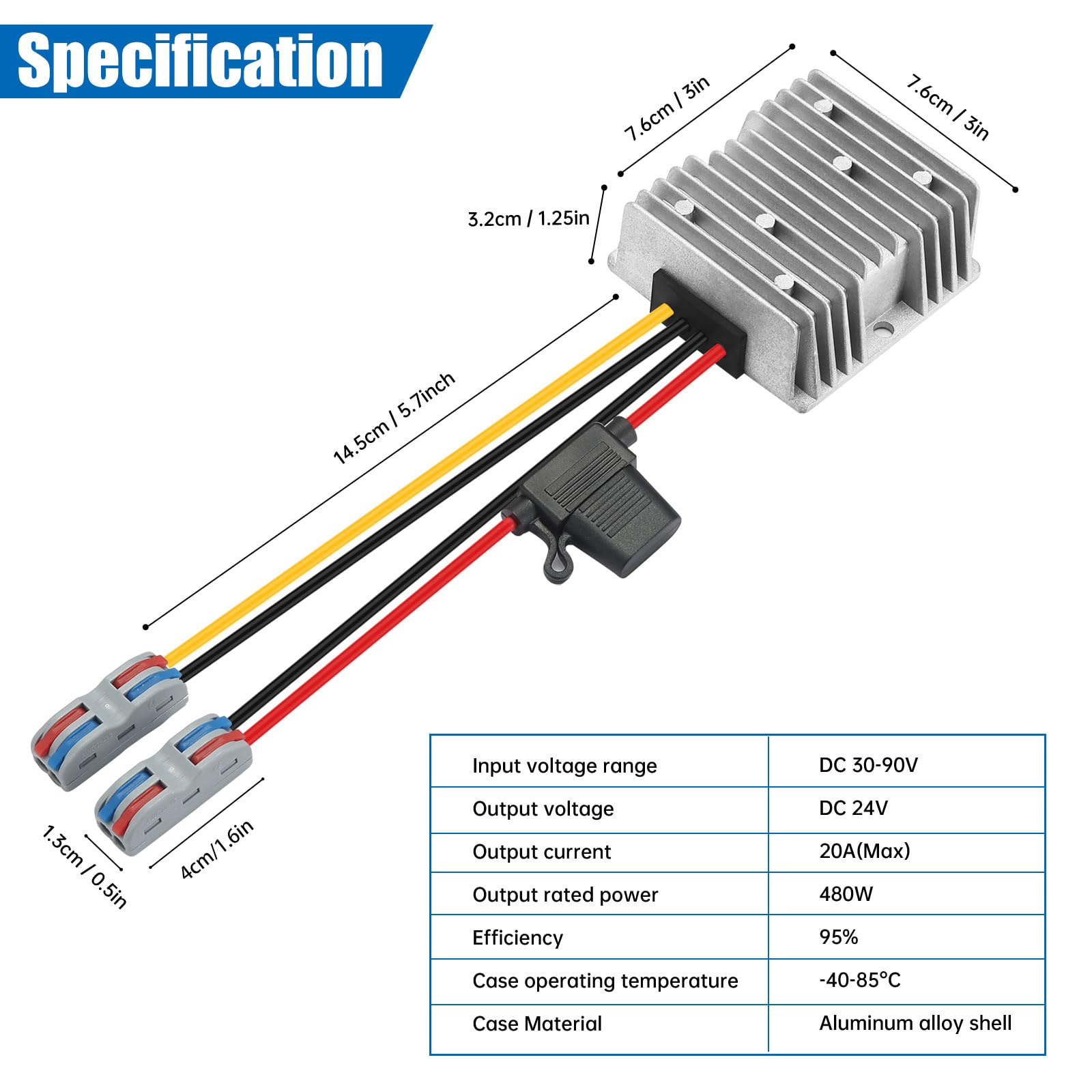 Waterdichte 480W omvormer 72V naar 24V • DWE