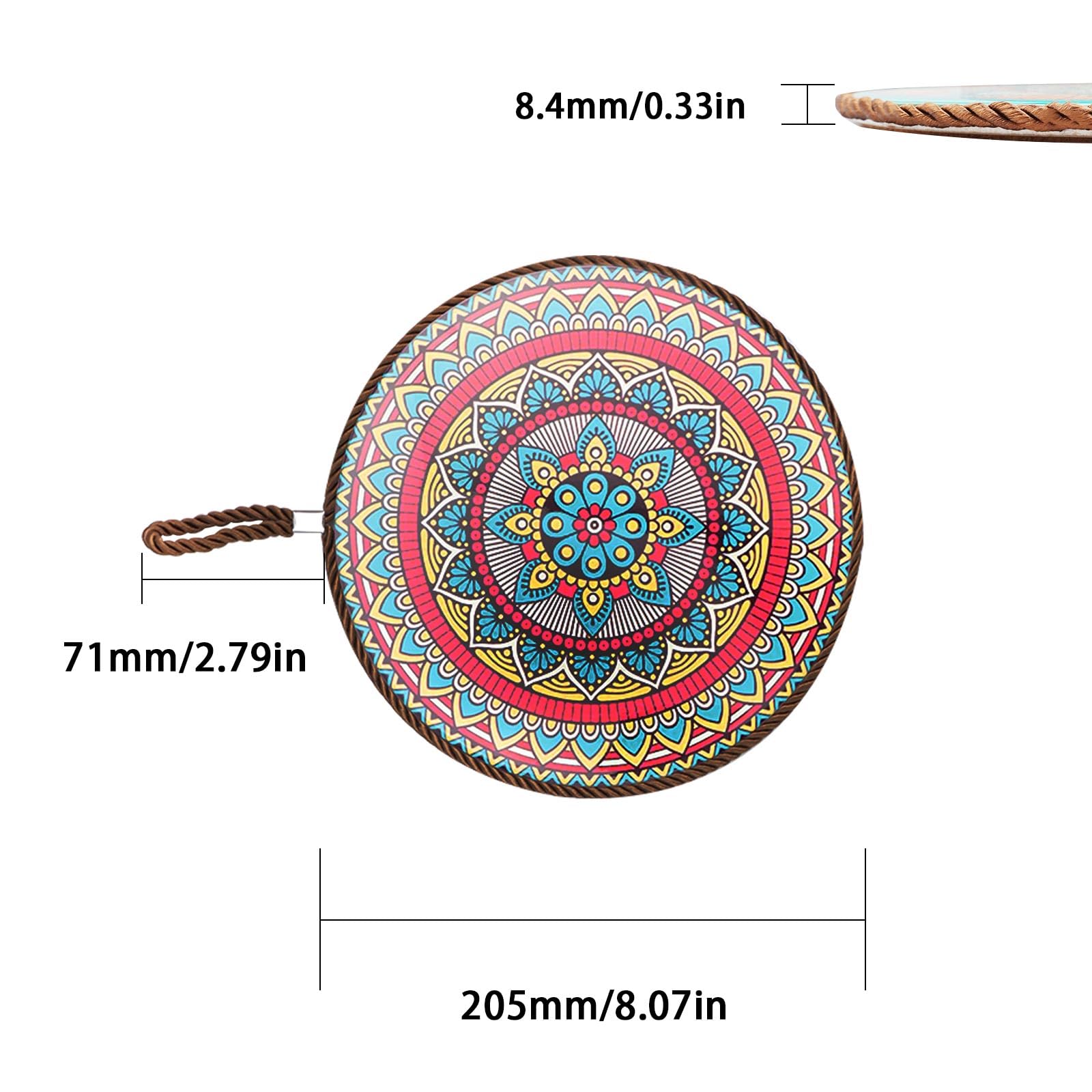 SPRHR 2 Pièces Rondes Dessous de Plat Céramique, 20 cm Dessous Plat Résistant Chaleur avec Base Liège et Cordon, Cadeau Pendaison Crémaillère pour Amis, aux Casseroles Chaudes, Poêles et Cocottes