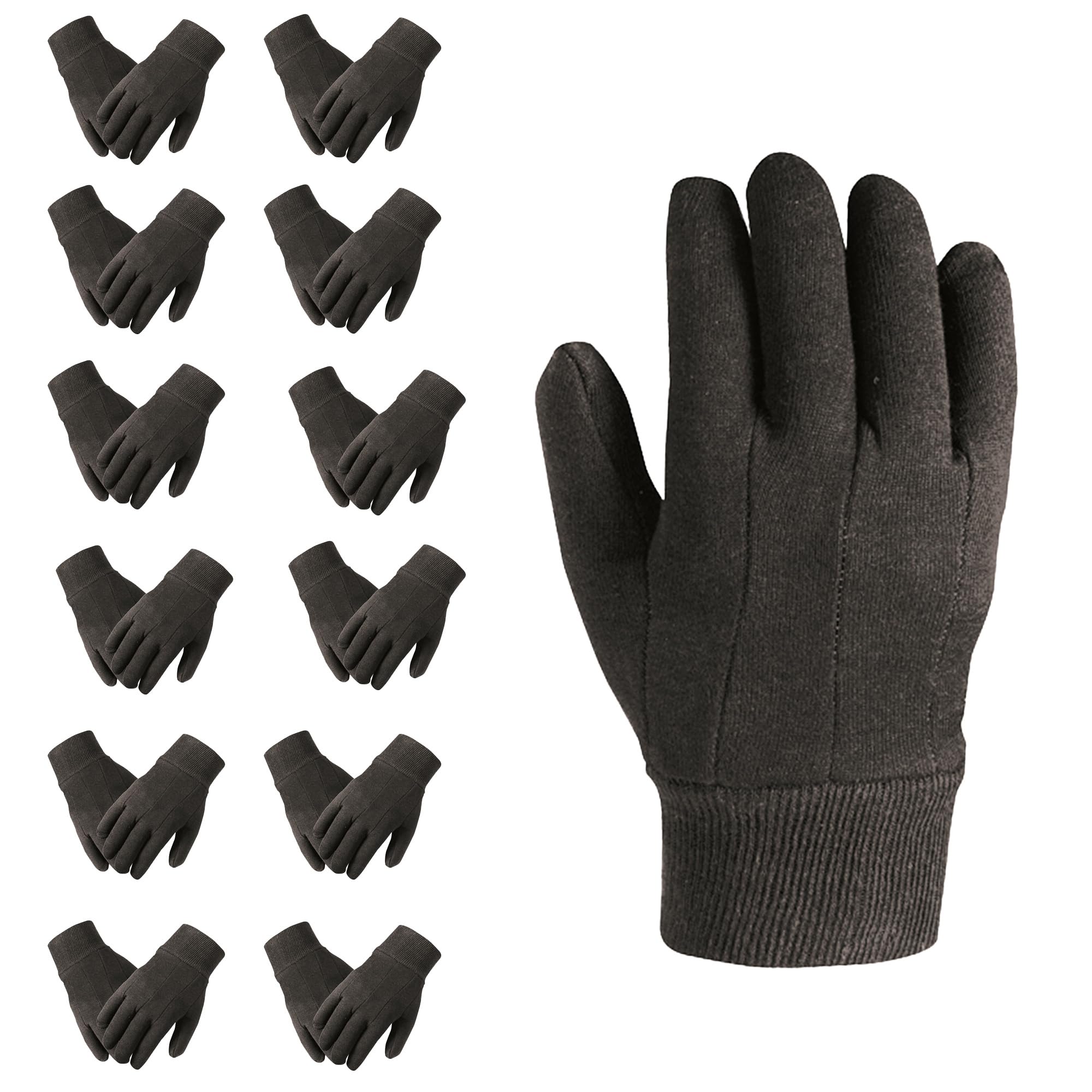 DOVORTEX Brown Jersey Gloves – Large, US Clute Pattern with Knit Wrist Cuff, Jersey Gloves for Men (2 Pairs)