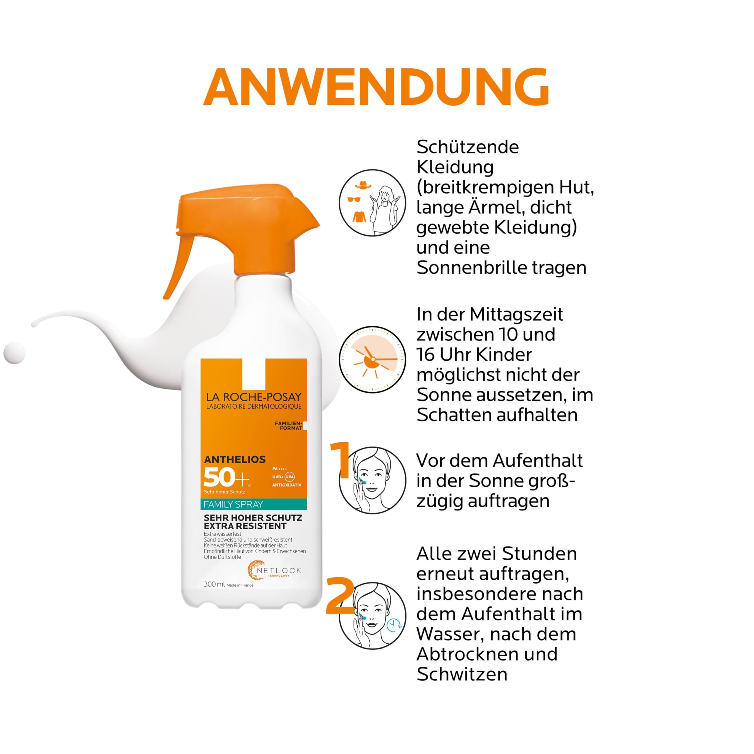 La Roche-Posay Anthelios Invisible Family Spray LSF 50+, Wasserfestes Sonnenspray ohne Duftstoffe für Kinder & Erwachsene, 300 ml