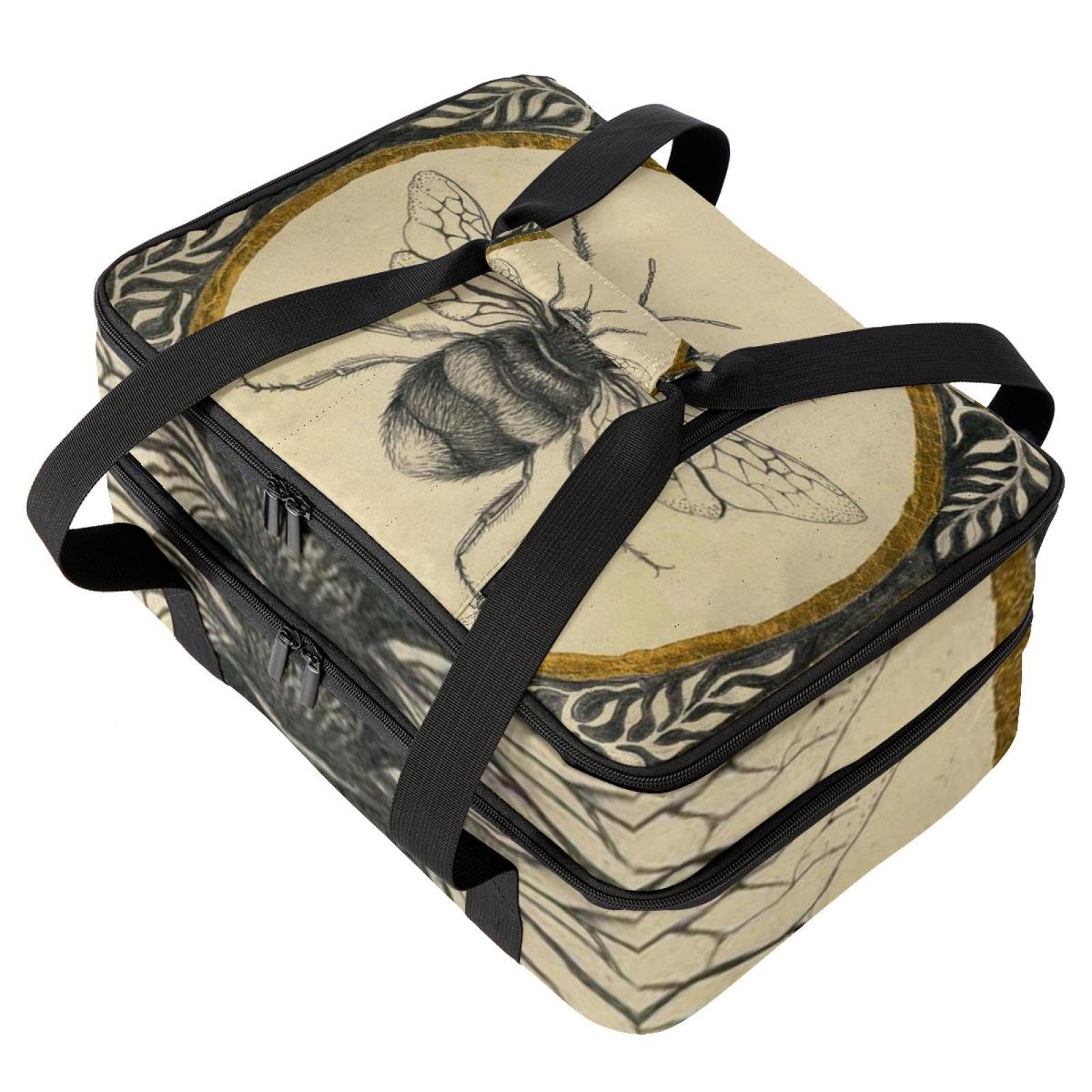 Grand sac à déjeuner isotherme pour homme et femme, double couche, étanche, étanche, réutilisable, sac fourre-tout pour le travail, l'école, le pique-nique, la plage, le camping, les voyages, motif