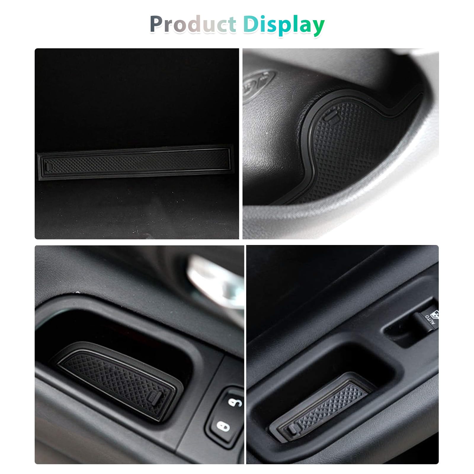 GAFAT Compatibile con Jeep Renegade Facelift 2019–2024 2025 Tappetini Antiscivolo, Nuovo Renegade 2024 Tappetino in Gomma per Console Centrale, Cuciture per Porta, Renegade Accessori (Nero)