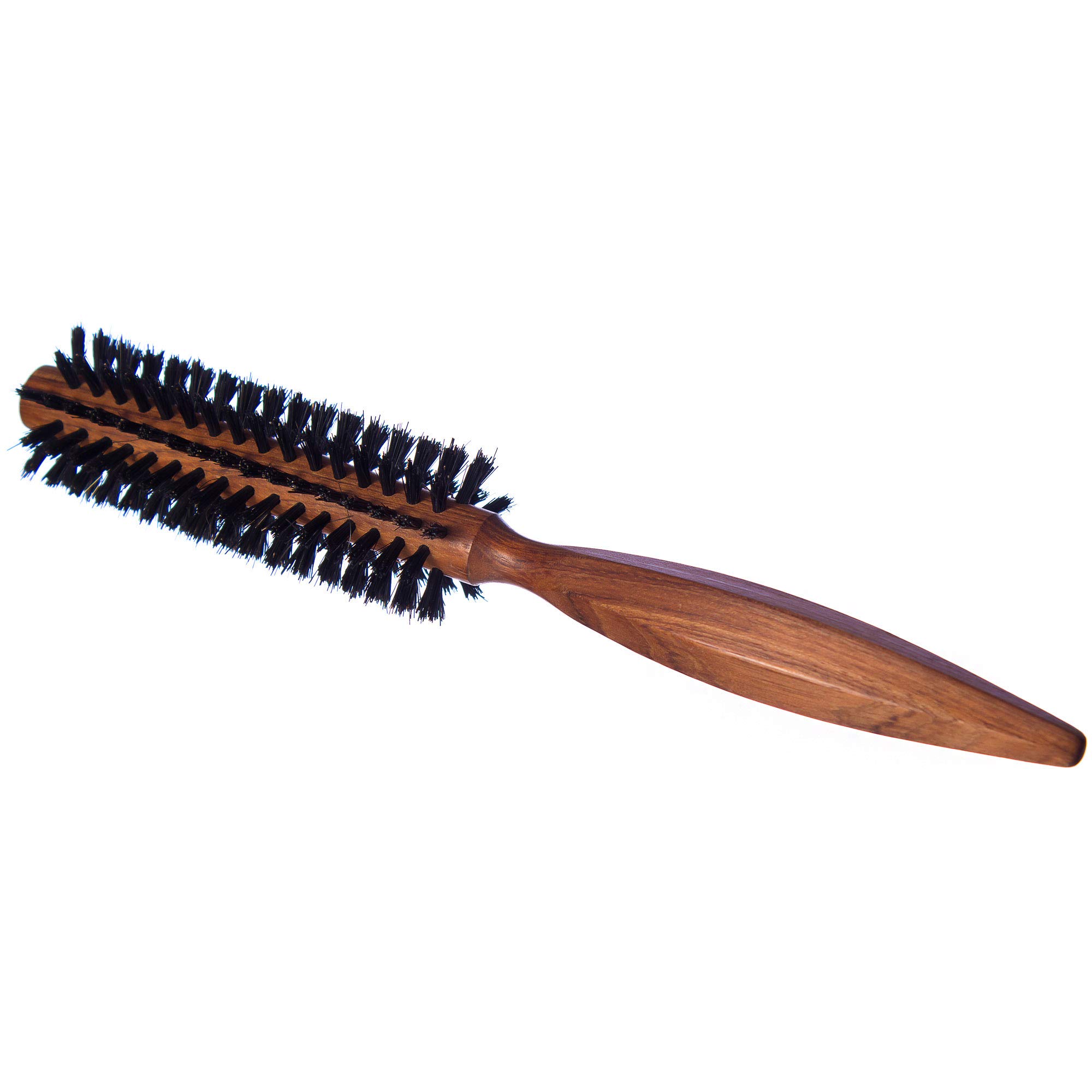 Plisson Spazzola Per Capelli Rotonda 10 File 100% Cinghiale Legno Scuro