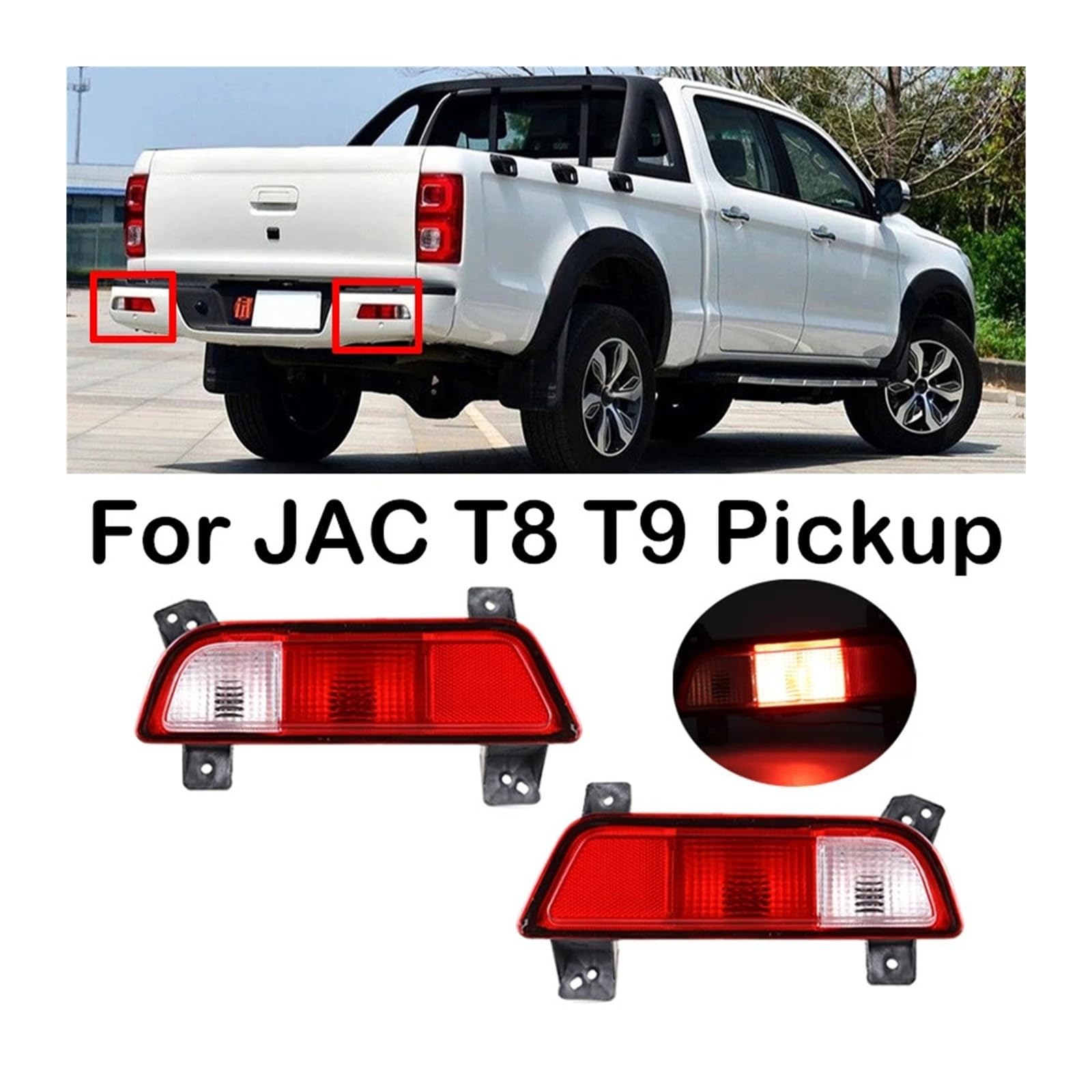 Pasuje do JAC T8 T9 Pickup LED światło reflektora tylnego zderzaka światło stopu światło hamowania lampa cofania Stop lampa hamowania tylne światło przeciwmgielne światło ostrzegawcze(1 Pair)