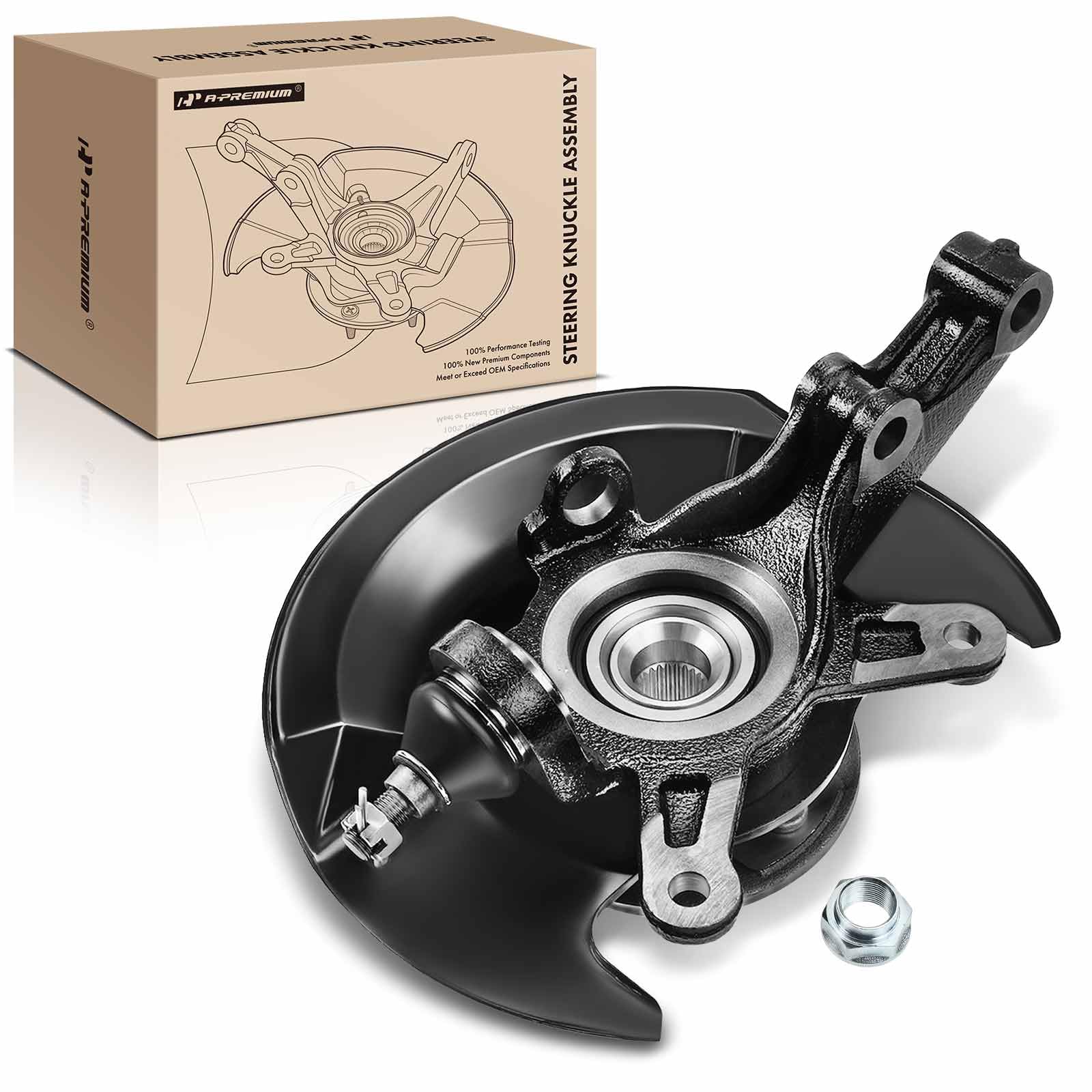 A-Premium Front Right Steering Knuckle & Wheel Bearing Hub Assembly Compatible with Honda Civic 2003 2004 2005, 1.7L, Passenger Side