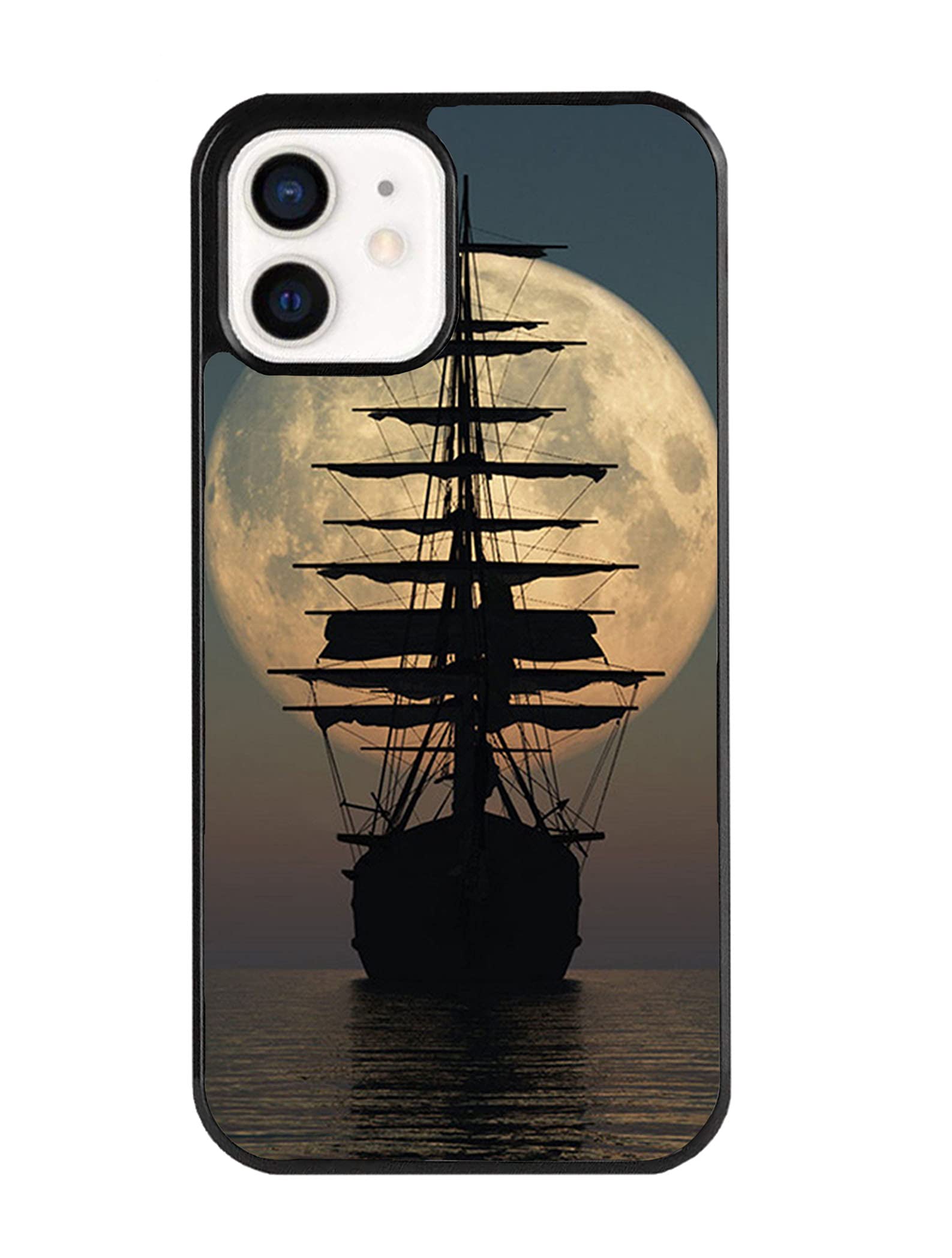 VUTTOO for iPhone 12 Case - Pirate Ship Moon Pattern Phone case - TPU Shock Absorption Protection Phone Cover Case