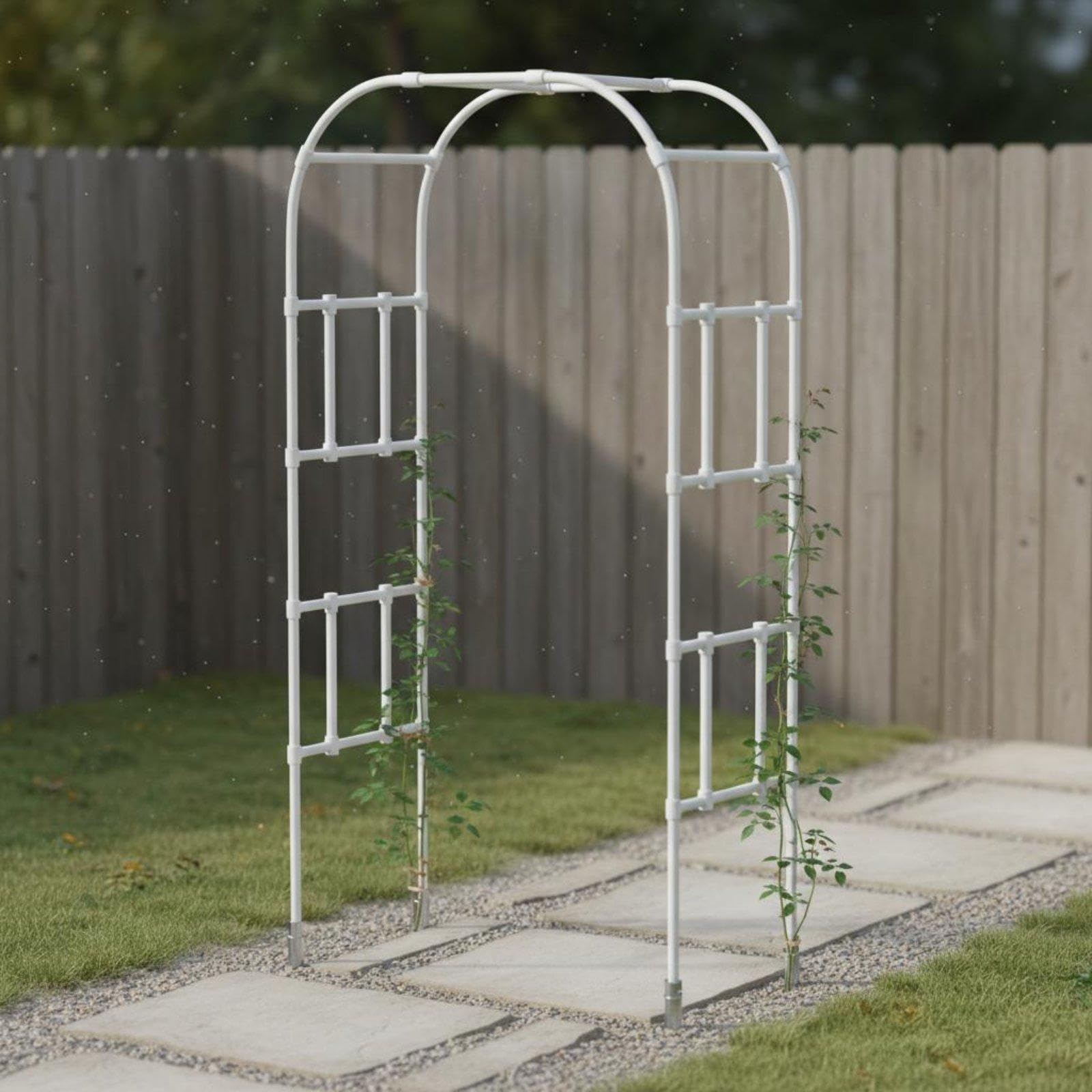 Garden Arch Trellis Coated Steel Climbing Plant Archway Weather-Resistant Rose Arch Frame for Gardeners, DIY Enthusiasts, Balcony, Yard, Patio W1.5*h2.4m White-image-49