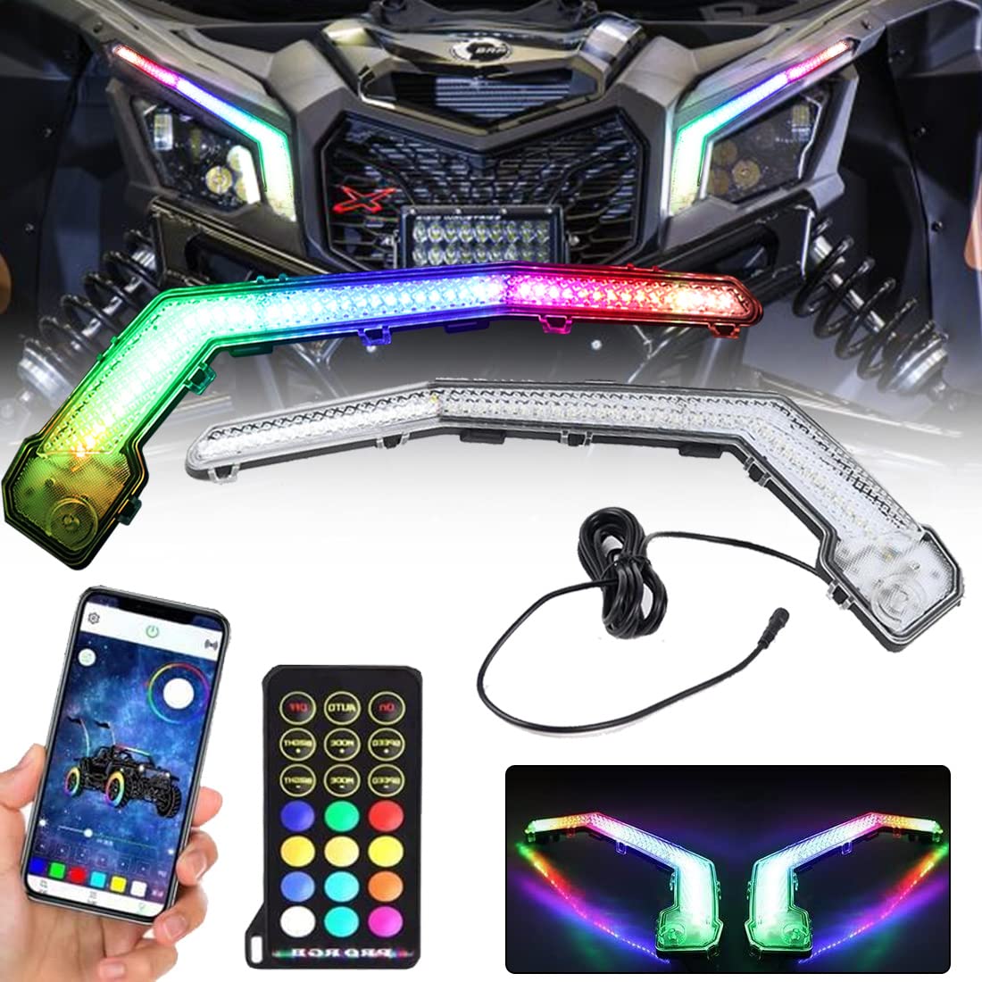 SKTYANTS Maverick X3 Fang Lights LED Turn Signal RGB Chasing Color ...