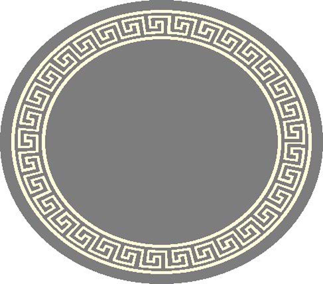 SrS Rugs® Luna Collection, Living Room Rugs, Hallway Runners, with Soft Smooth 8mm Pile. Contemporary Borders Design. 7 Colours, 9 Sizes (Greek Key Silver, 160 cm Round) — image 1
