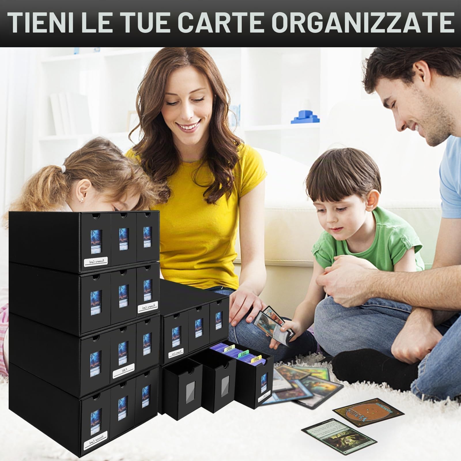 Deck Box per 10800+ Carte, Scatola Porta Carte per MTG con 72 Separatori, Porta Deck con Etichette, Trading Card Box Assemblaggio Libero, per TCG PTCG Yugioh e Carte Sportive