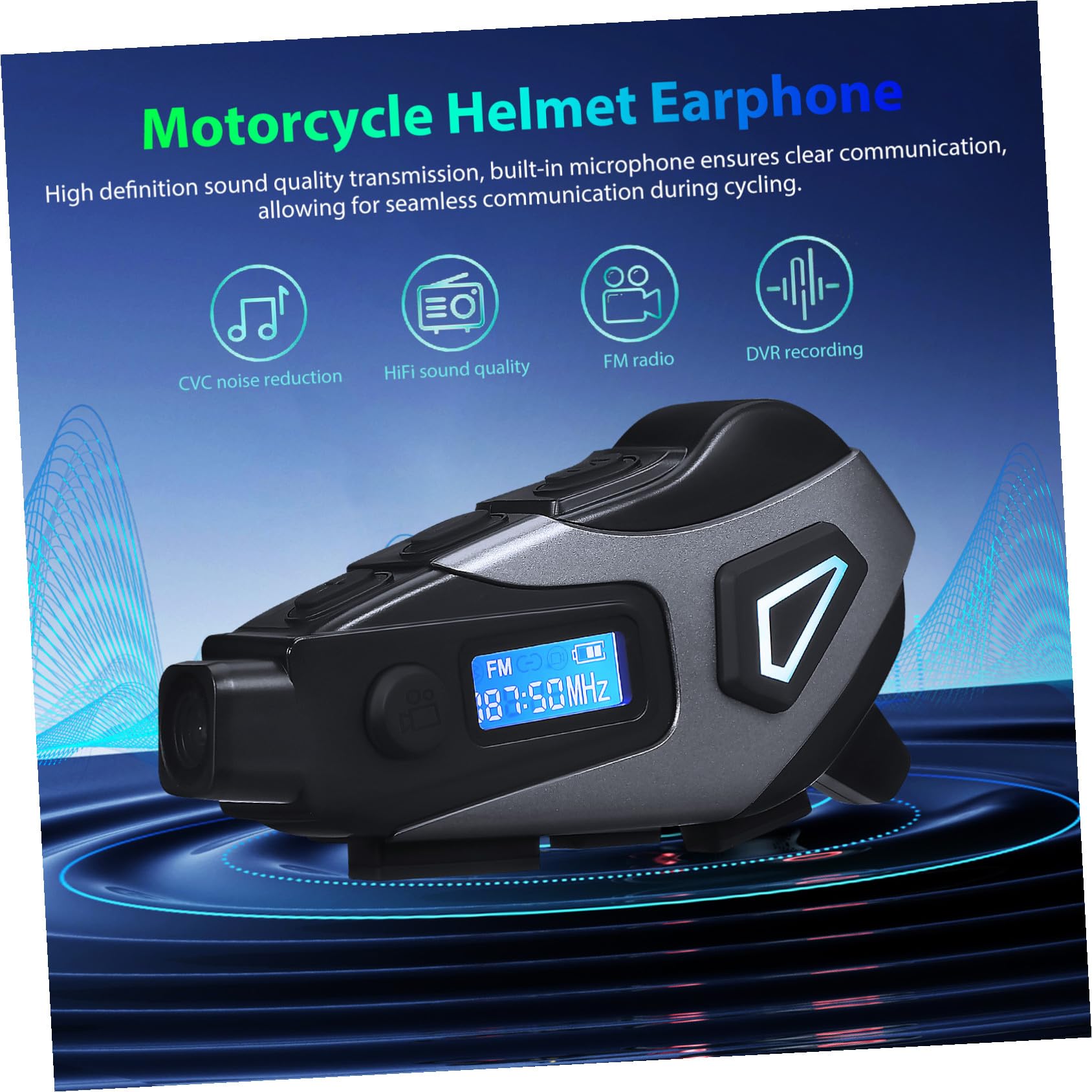 Cabilock 1200mah Cuffie per Moto Microfono e Cancellazione del Rumore Supporto per Caschi da Ciclismo Cuffie Wireless Impermeabili Memoria Integrata per Musica e Chiamate Chiare