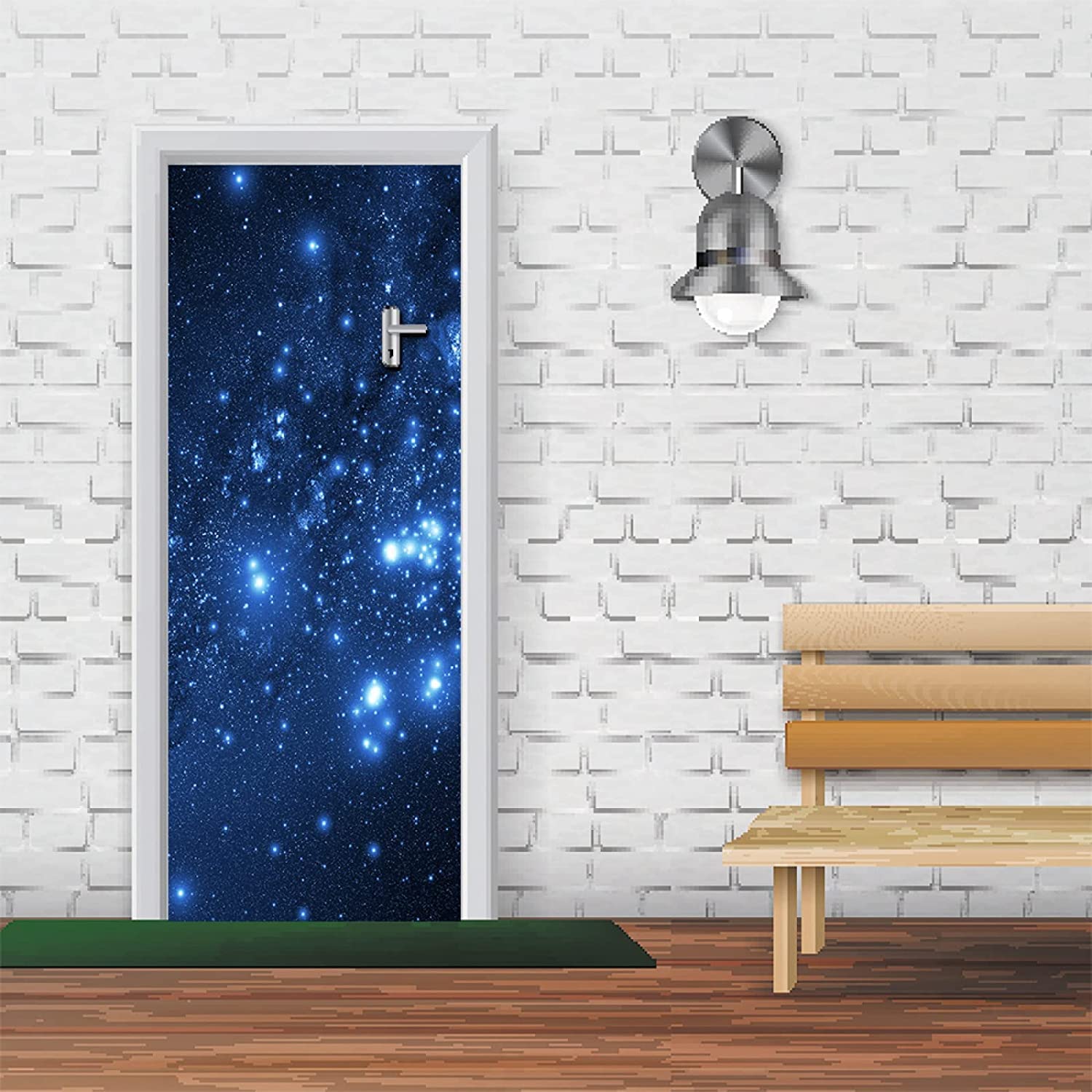 Sternenhimmel Türtapete Blau - Selbstklebend 80x200cm, PVC, Abnehmbar