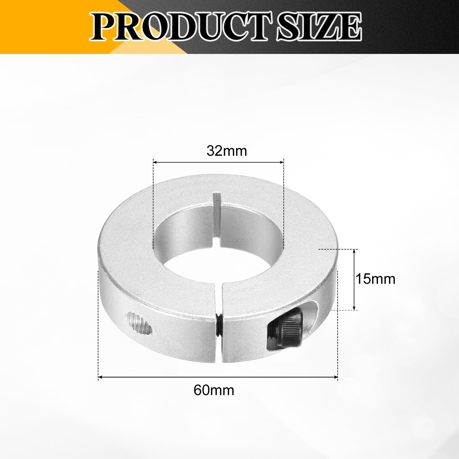 sourcing map 8 collares de sujeción de una sola pieza con orificio de 32 mm, diámetro exterior de 60 mm, 15 mm de grosor, abrazadera de collar dividido de aleación de aluminio