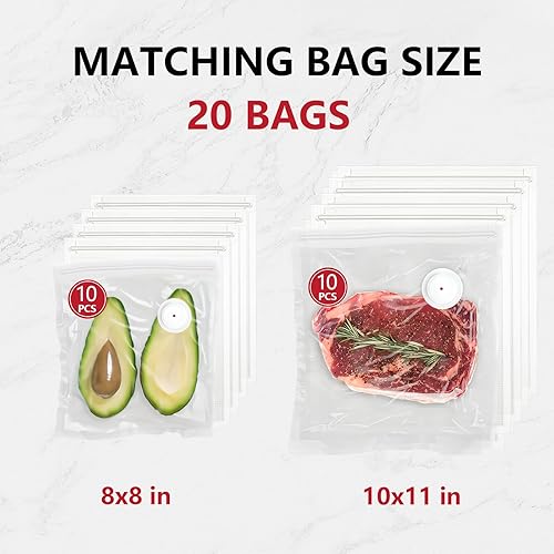Miniatura 4 de Sellador al vacío, sellador al vacío para alimentos, sellador de vacío de mano (selladores al vacío+20 bolsas reutilizables de sellado al vacío)
