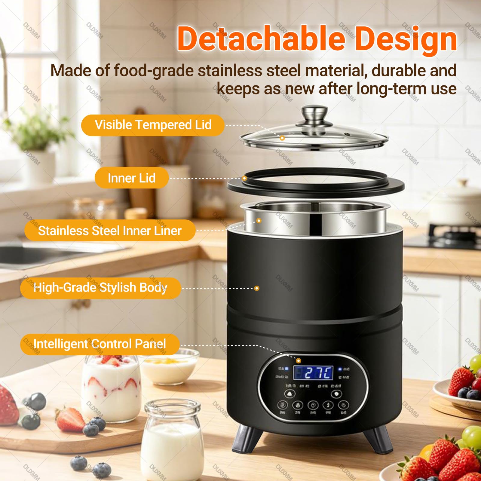 Macchina automatica per yogurt con fermentazione a temperatura costante a 360°, controllo tempo/temperatura, uso domestico commerciale per yogurt Natto vino di riso dolce