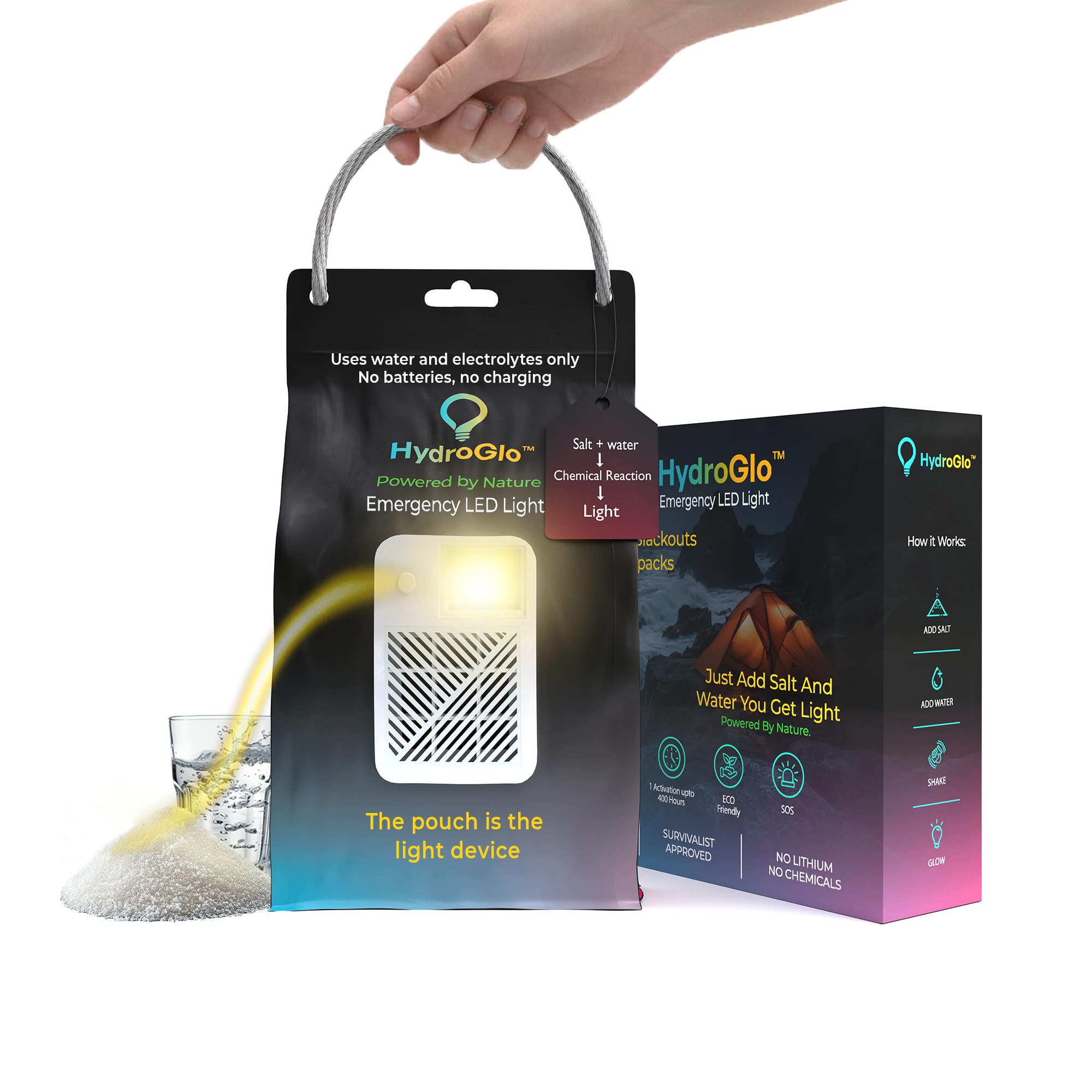 Just Add Salt &Water. No Batteries or Charging Emergency Lantern for Power Outages–Ready to Use Anywehere-Upto 400 hrs runtime . Reliable and Dependable When Other Lights Fail. Backup for Blackouts.