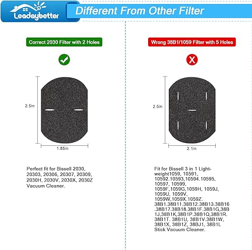 Miniatura 4 de Leadaybetter Filtro de repuesto para aspiradora Bissell 3 en 1 Lightweight Stick 2030 20303 20306 20307 20309 2030H 2030V 2030X 2030Z 2030L 32 ES