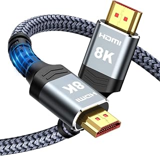 Highwings 10FT 8K@60Hz HDMI 2.1 Cable, 48Gbps Braided Nylon, 4K@120Hz 144Hz eARC HDR10 for PS5, RTX 3090, UHD TV & PC