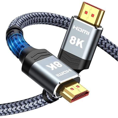 Highwings 8K@60 HDMI Cable 10FT/3M, 48Gbps 2.1 High Speed HDMI Braided Nylon 4K120 144Hz RTX 3090 eARC HDR10 4:4:4 HDCP 2.2&2.3 Compatible for PS5, PS4, UHD TV and PC