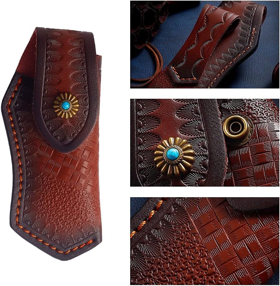 Knife Sheath,EDC Leather Knife Case Fit for 5″ Knife EDC Leather Belt Organizer（Without Knife