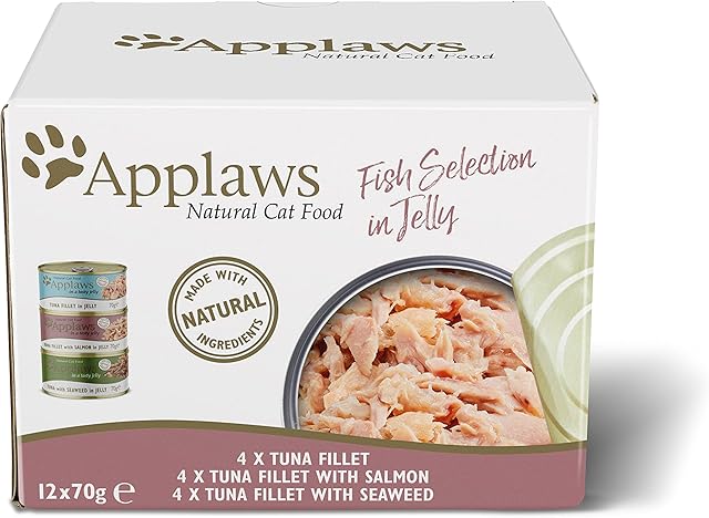 Applaws Natural Wet Adult Cat Food, Fish Selection in Jelly 70g Tin (Pack of 12)