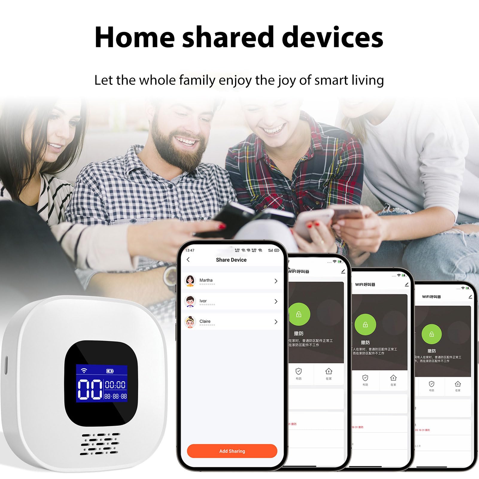 Denash Dispositif D'appel Multi-Fonction WiFi avec Système D'alarme SOS, Pager de Télévision âgée 2 Boutons D'appel 100 Pieds, écran LCD Hospital Infirmière Urgence