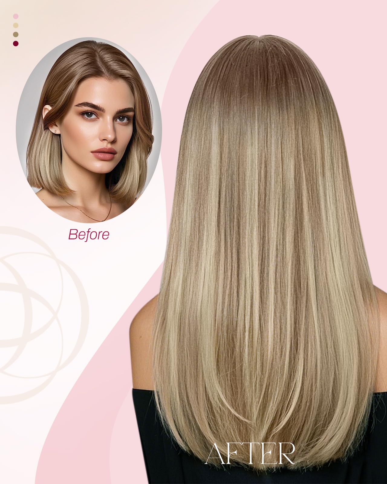 Moresoo Nano Hair Extensions Real Human Hair Balayage Light Brown with Medium Blonde Nano Beads Hair Extensions Light Brown Ombre 16 Inch Invisible Cold Fusion 1G/S 50G/Pack #8/22/8 — view 6