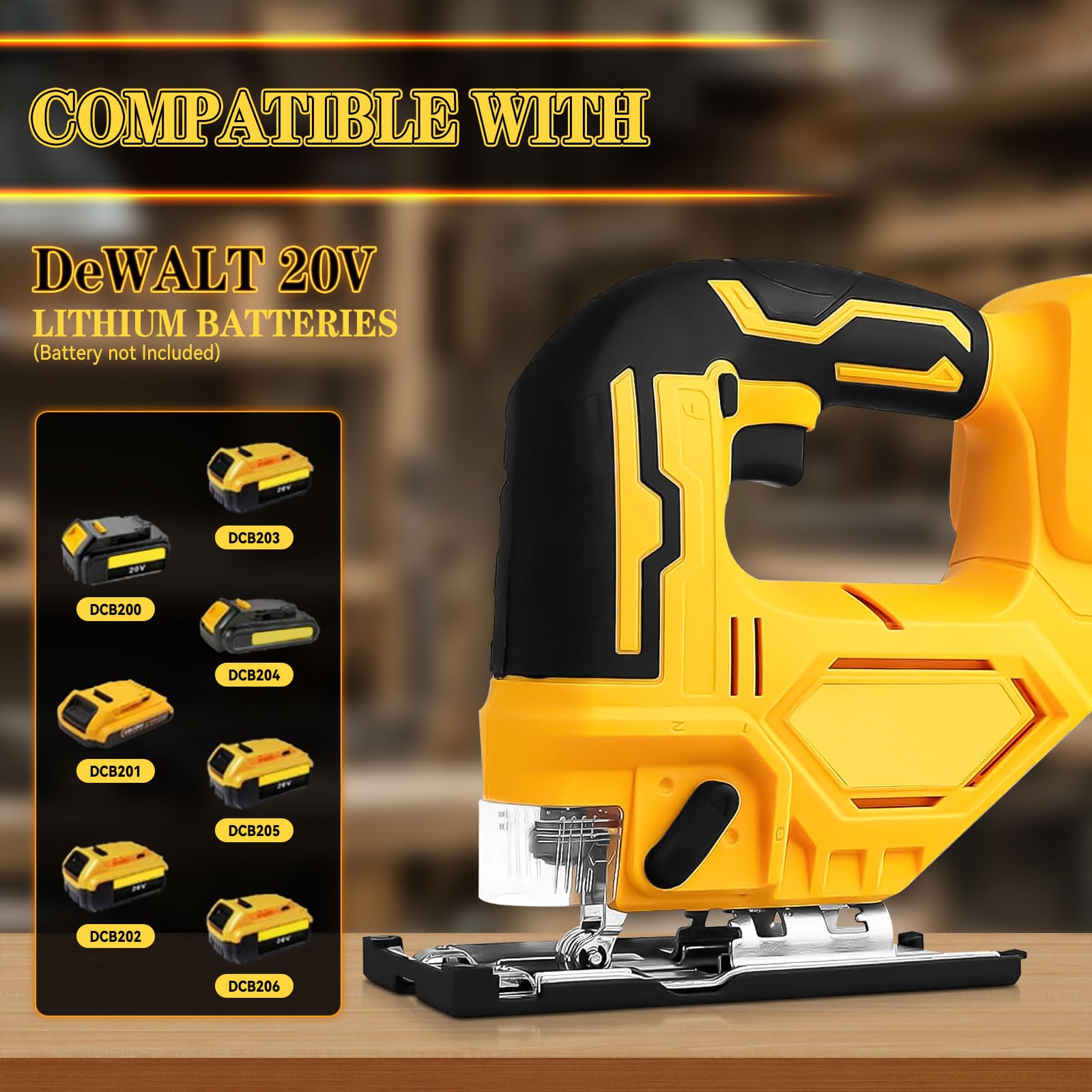 Scie sauteuse sans fil DEWALT, outil de coupe électrique 400 W, 2900 tr/min, coupe biseautée 45°, 3 réglages orbitaux, 6 lames de rechange métal, PVC, contreplaqué, PVC