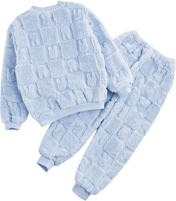 Mädchen Fleece Schlafanzug 2-teilig - Kuscheliger Winter Pyjama Set Mit Druck