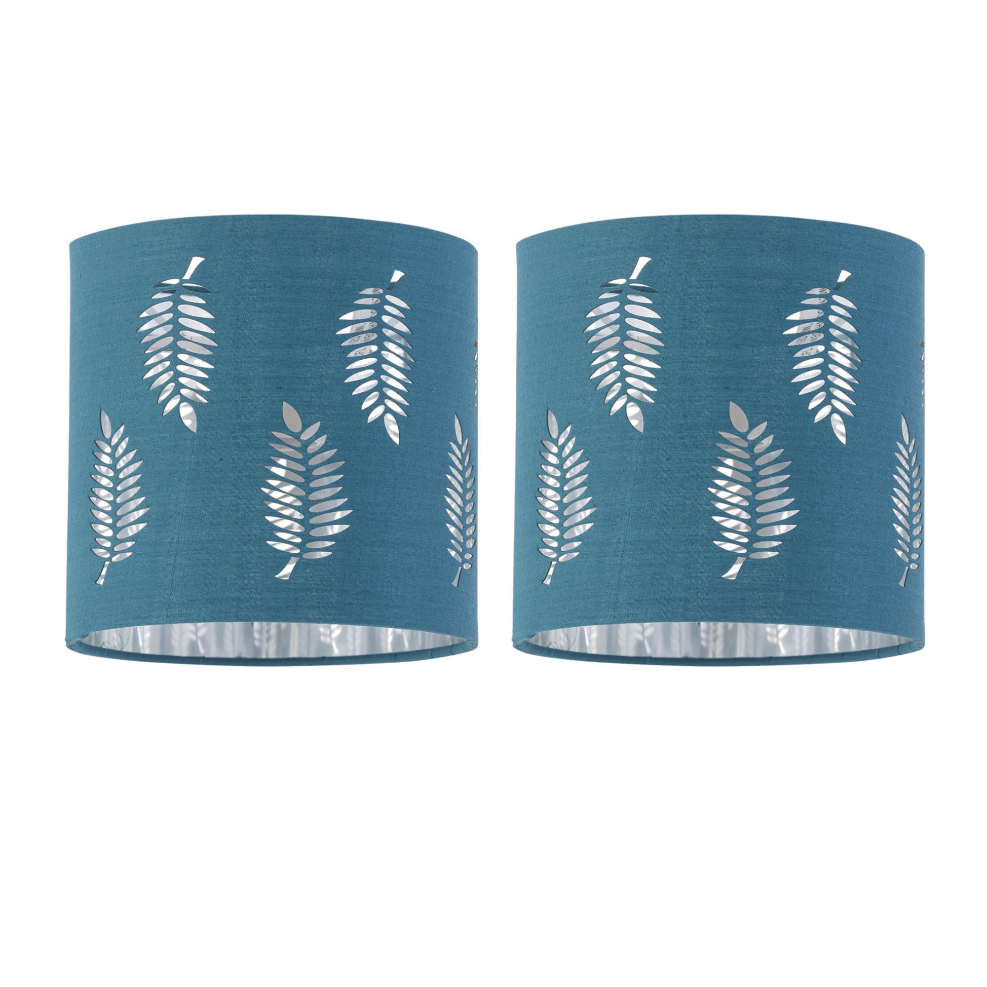Set of 2 Fern Teal Cut Out 15.5cm Table Lamp Shades - First Choice Lighting