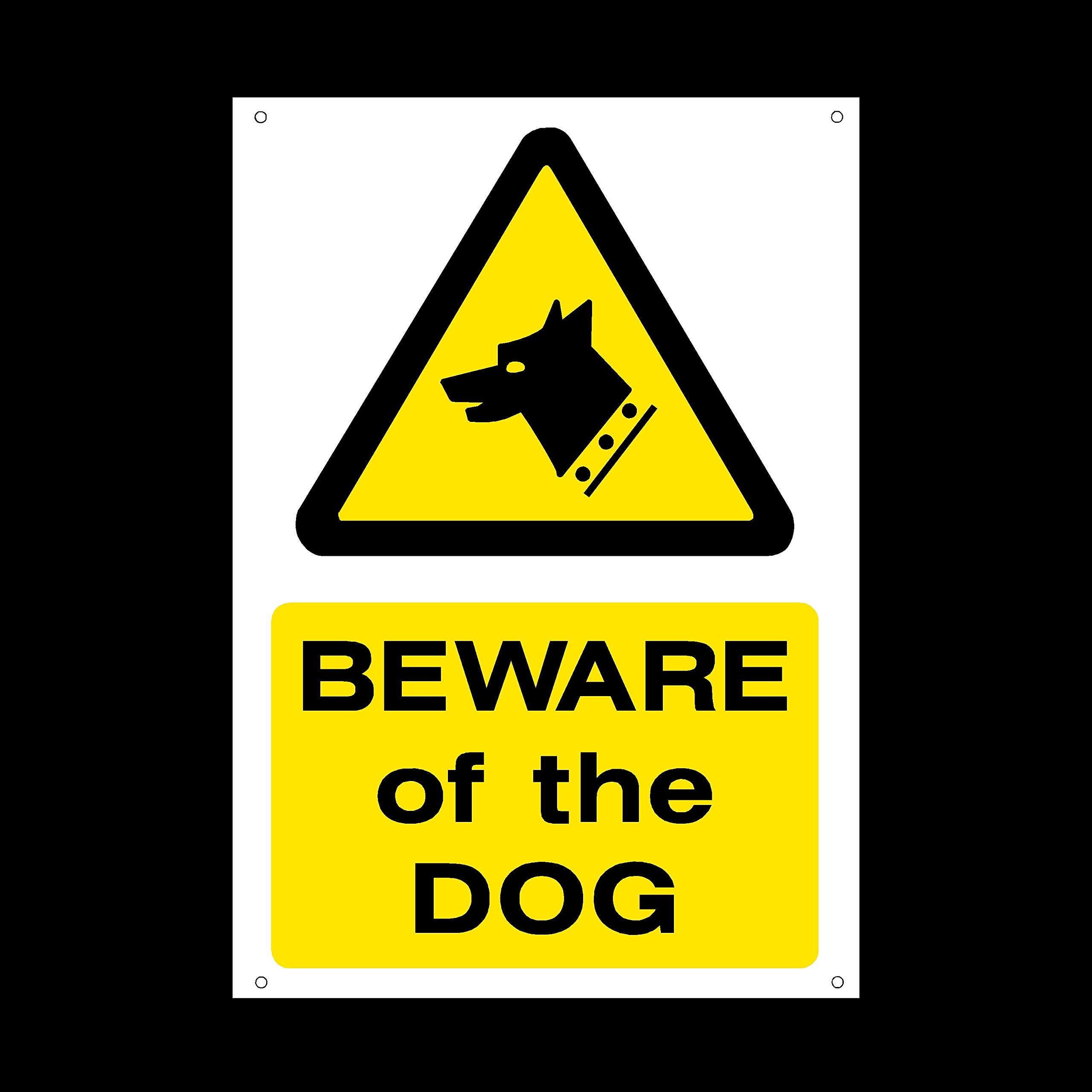 Beware of the dog Plastic Sign with 4 Pre-Drilled Holes - Fouling/Dog Area/Clean it up/Security Guard Dogs (MISC60)