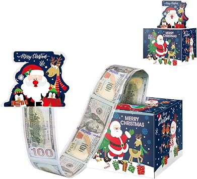Christmas Money Box for Cash Gift,Merry Christmas Pull Surprise Money-Gift Box for Kids/Adult Presents,Funny Pull Cash from Money Case Novelty Festival Cash Drawer for Xmax Surprise