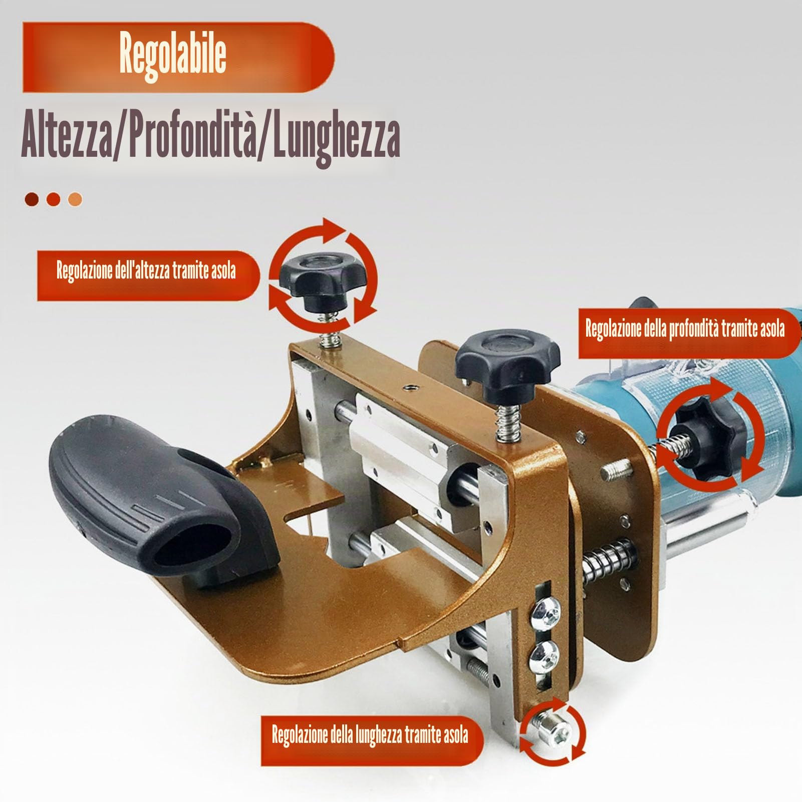 Mortasatrice 2 in 1, Acciaio Inossidabile, Larghezza Profondità Regolabile Altezza, Posizionatore Localizzatore di Scanalature per Router di Legno, per Progetti di Lavorazione