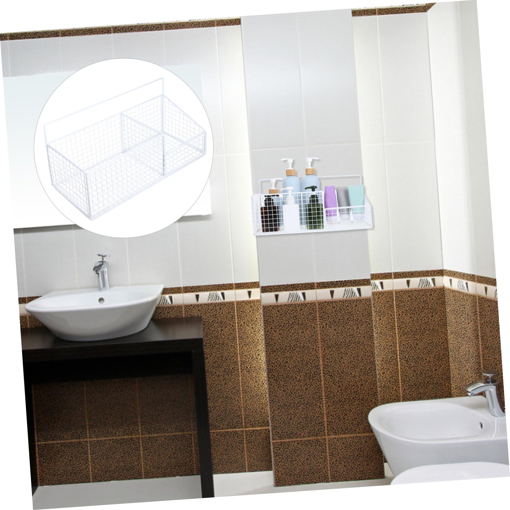 VALICLUD 1 set Hanging Storage Basket for Kitchen and Bathroom Wall Mounted Organizer Easy to Install Capacity Space Saving for Daily Essentials and Cosmetics