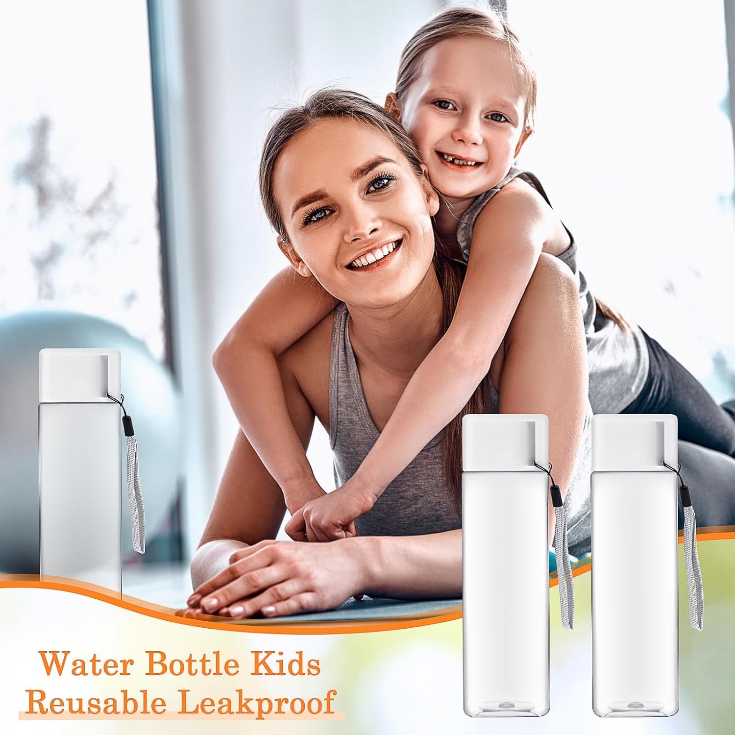 LYCN 20 bottiglie d'acqua in plastica da 500 ml, a bocca larga, con coperchio, per adulti, sportive, riutilizzabili, a prova di perdite, portatili, per viaggi, campeggio, fitness, ufficio, scuola