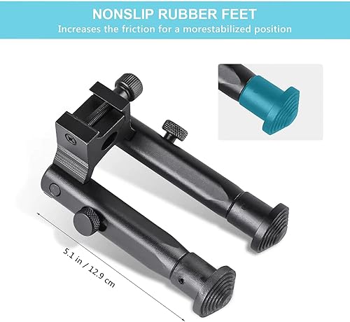 Miniatura 5 de Picatinny Bípode ajustable para riel Picatinny, bípode de disparo con adaptador de montaje en riel