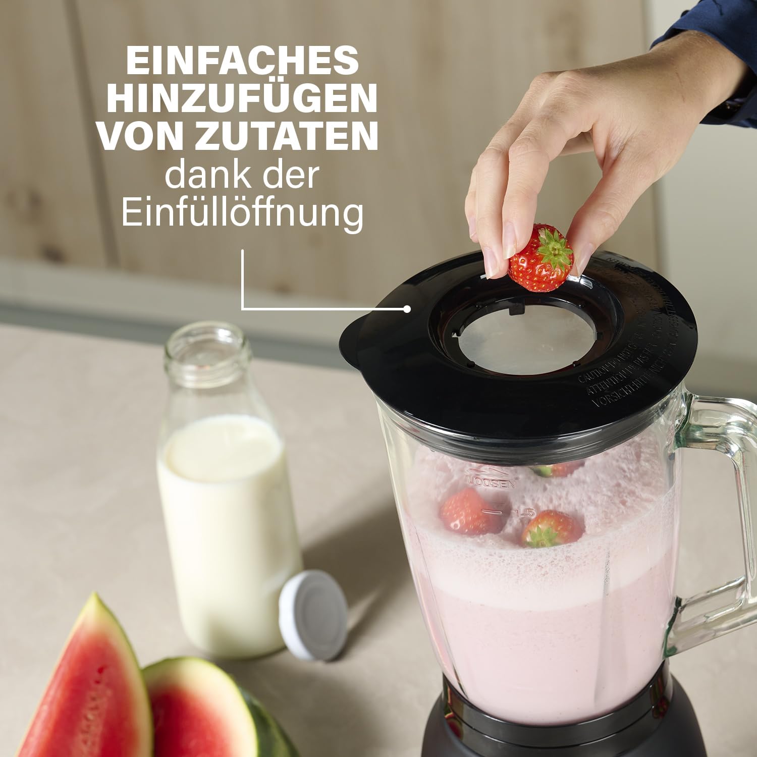 Princess Standmixer Black Steel 4 Geschwindigkeitsstufen, Impuls-Funktion, 6 Klingen, 1000 Watt, 1,5 Liter Glas Krug, Schwarz, Edelstahl 01.212092.01.001