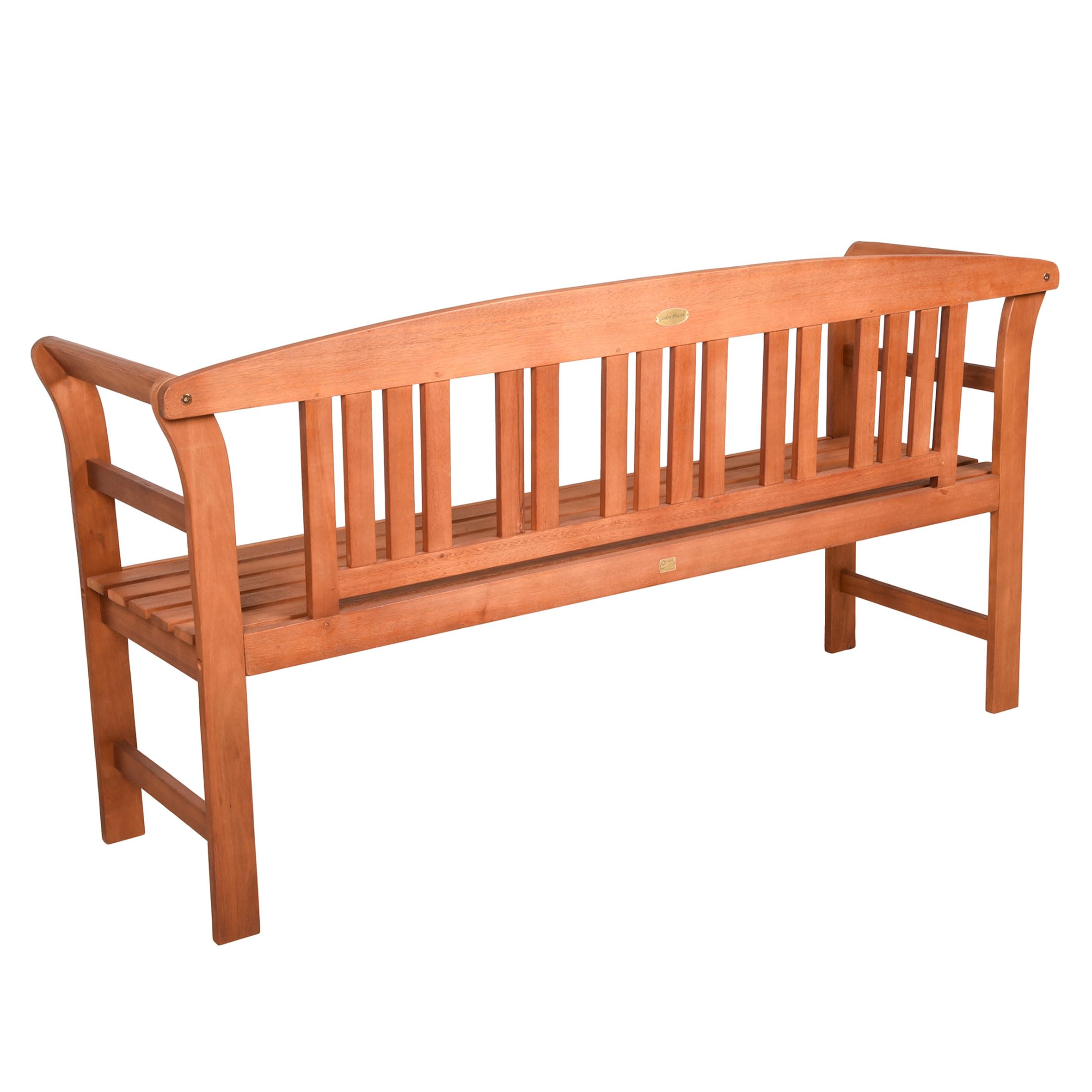 Spetebo Eukalyptus Gartenbank 3-Sitzer 157 x 82 cm | FSC Massivholz Bank für 3 Personen für Terrasse Balkon Garten, Hartholz Sitzbank geölt