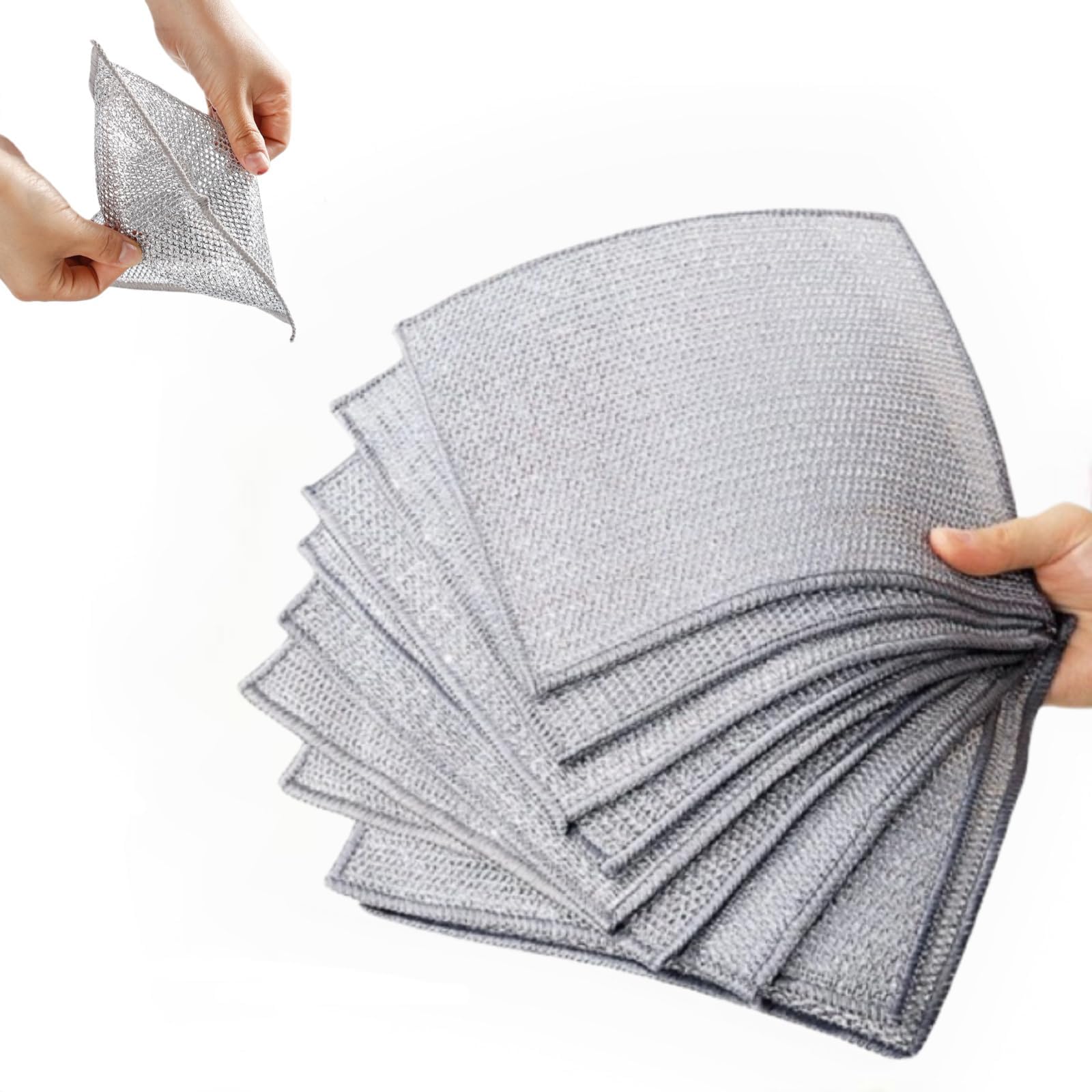 20pcs Wire Dishwashing Rag Multipurpose Wire Dishwashing Rags Upgrade Double Layer Wire Cleaning Cloths for Wet and Dry